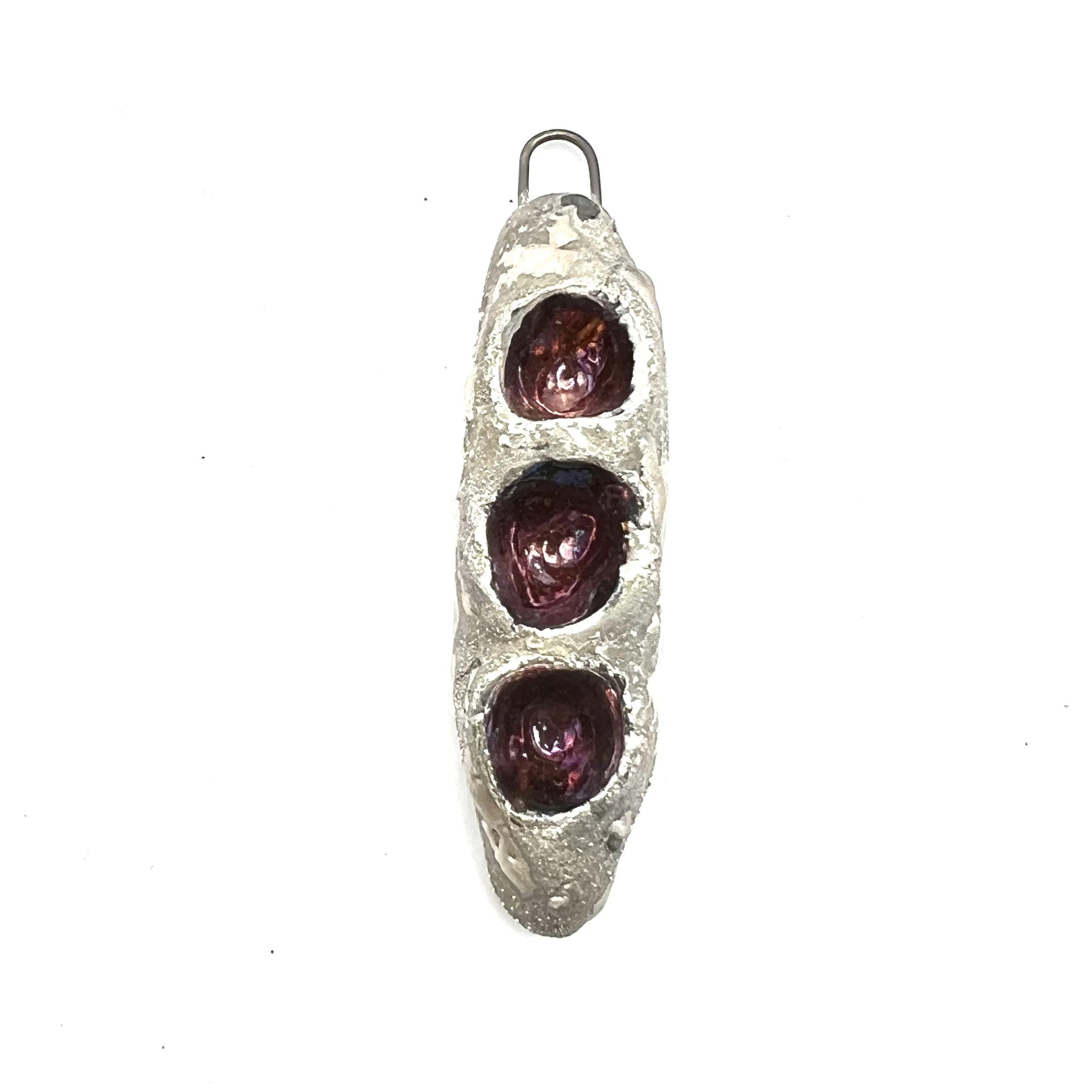 Three Pod Raku Pendant Ceramic Jewelry Supply Handmade by MAKUstudio