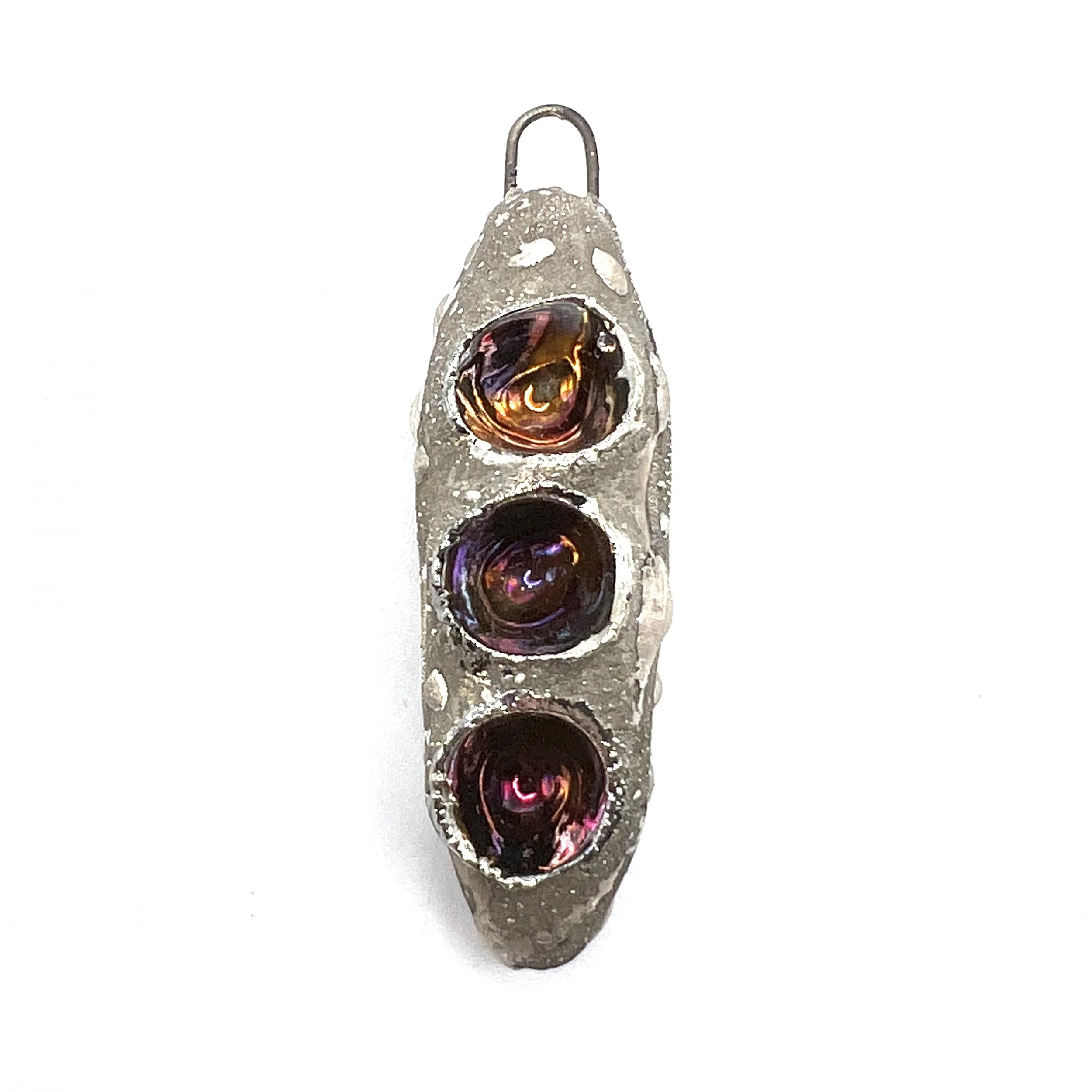 Three Pod Raku Pendant Ceramic Jewelry Supply Handmade by MAKUstudio
