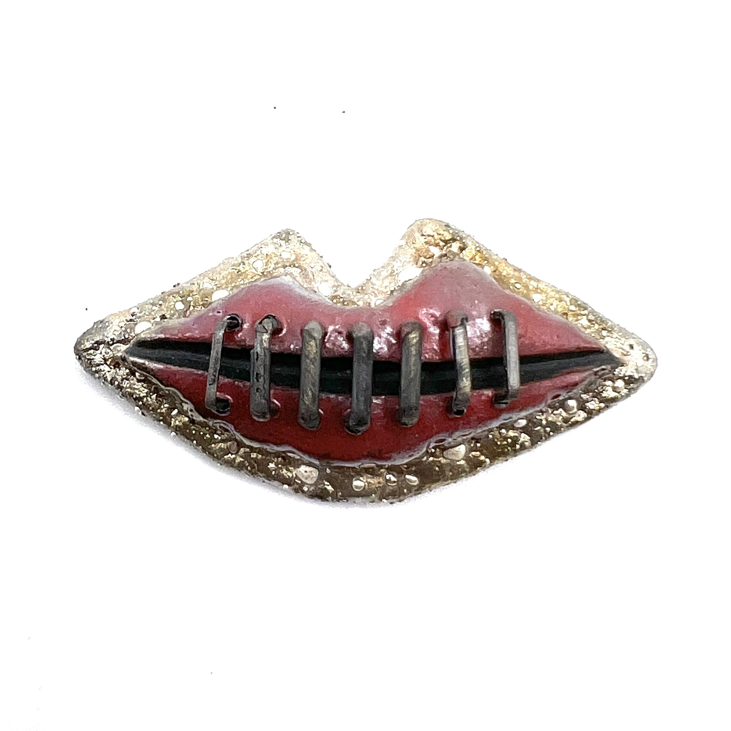 Stapled Lips Raku Cabochon Ceramic Jewelry Supply Handmade by MAKUstudio