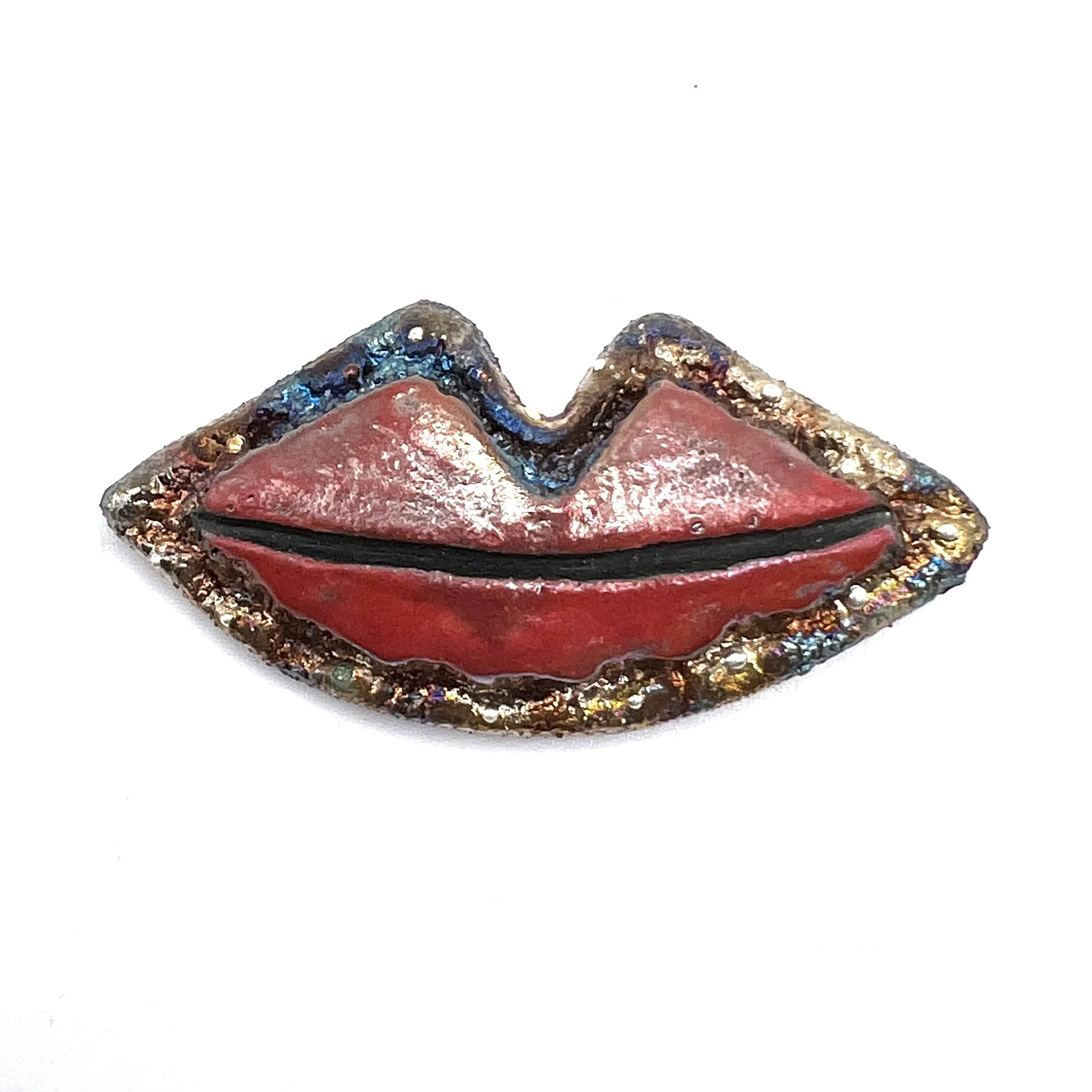 Lips Raku Cabochon Ceramic Jewelry Supply Handmade by MAKUstudio