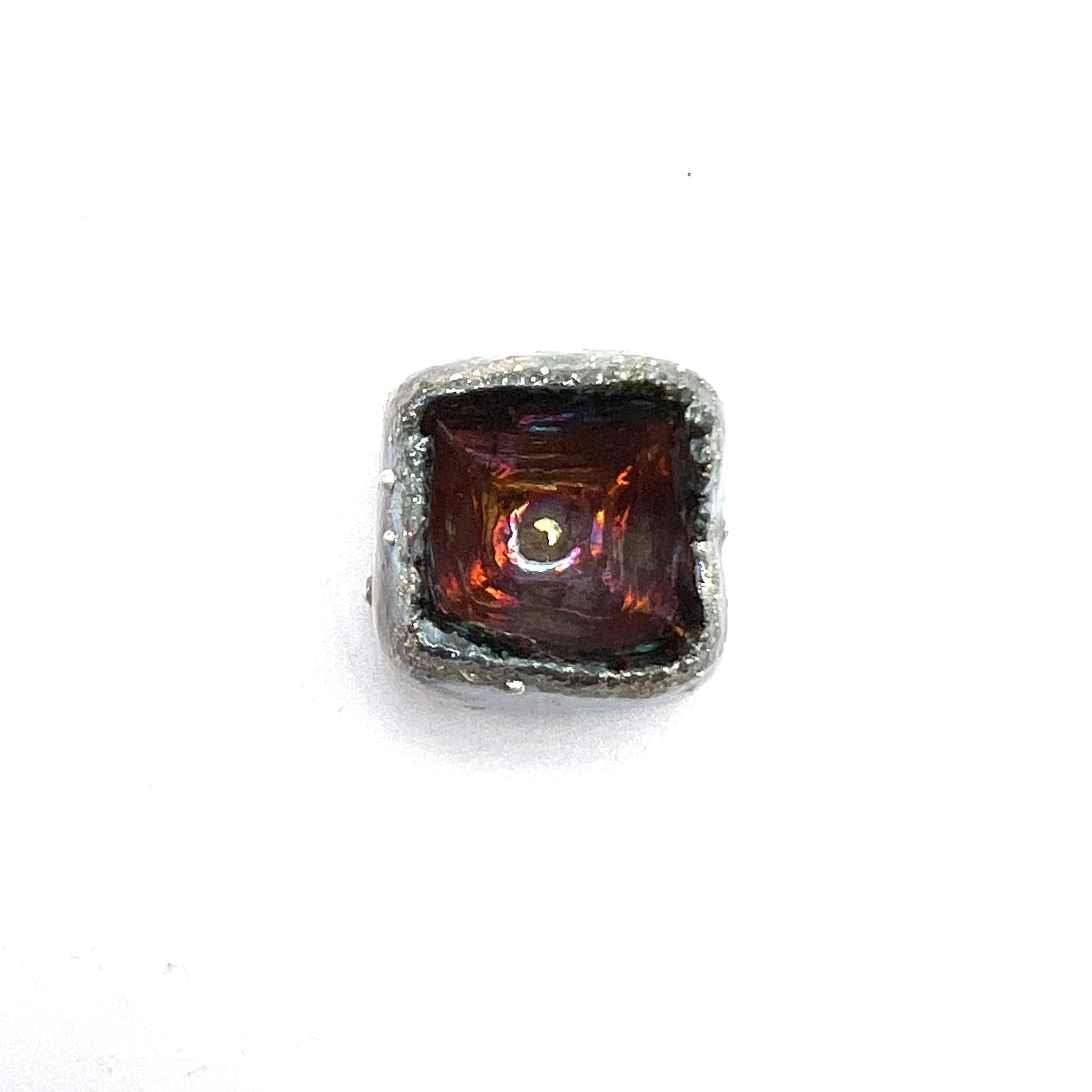 Large Raku Square Pod Cabochon Ceramic Jewelry Supplies Handmade by MAKUstudio