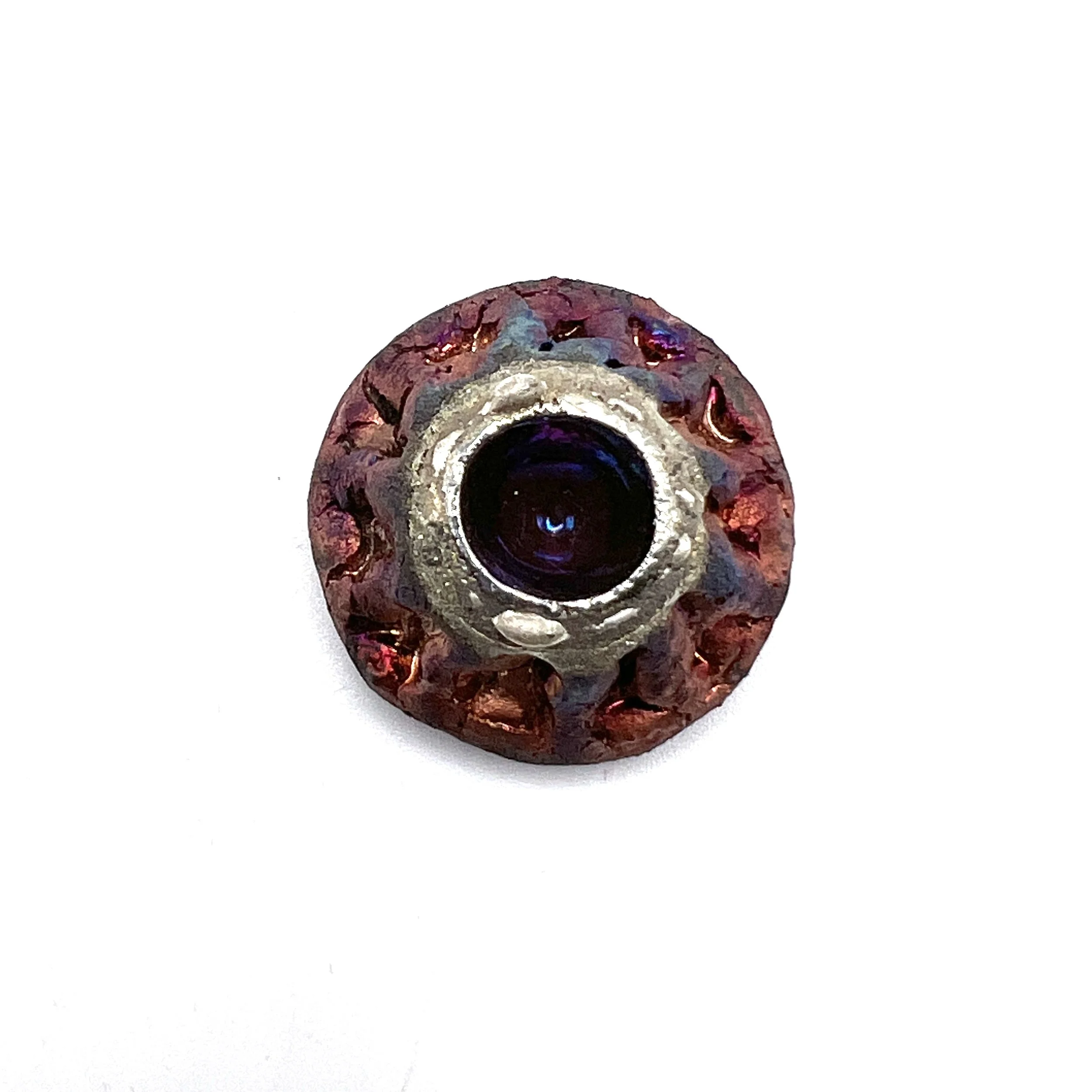 Volcano Raku Cabochon Jewelry Supply Handmade by MAKUstudio