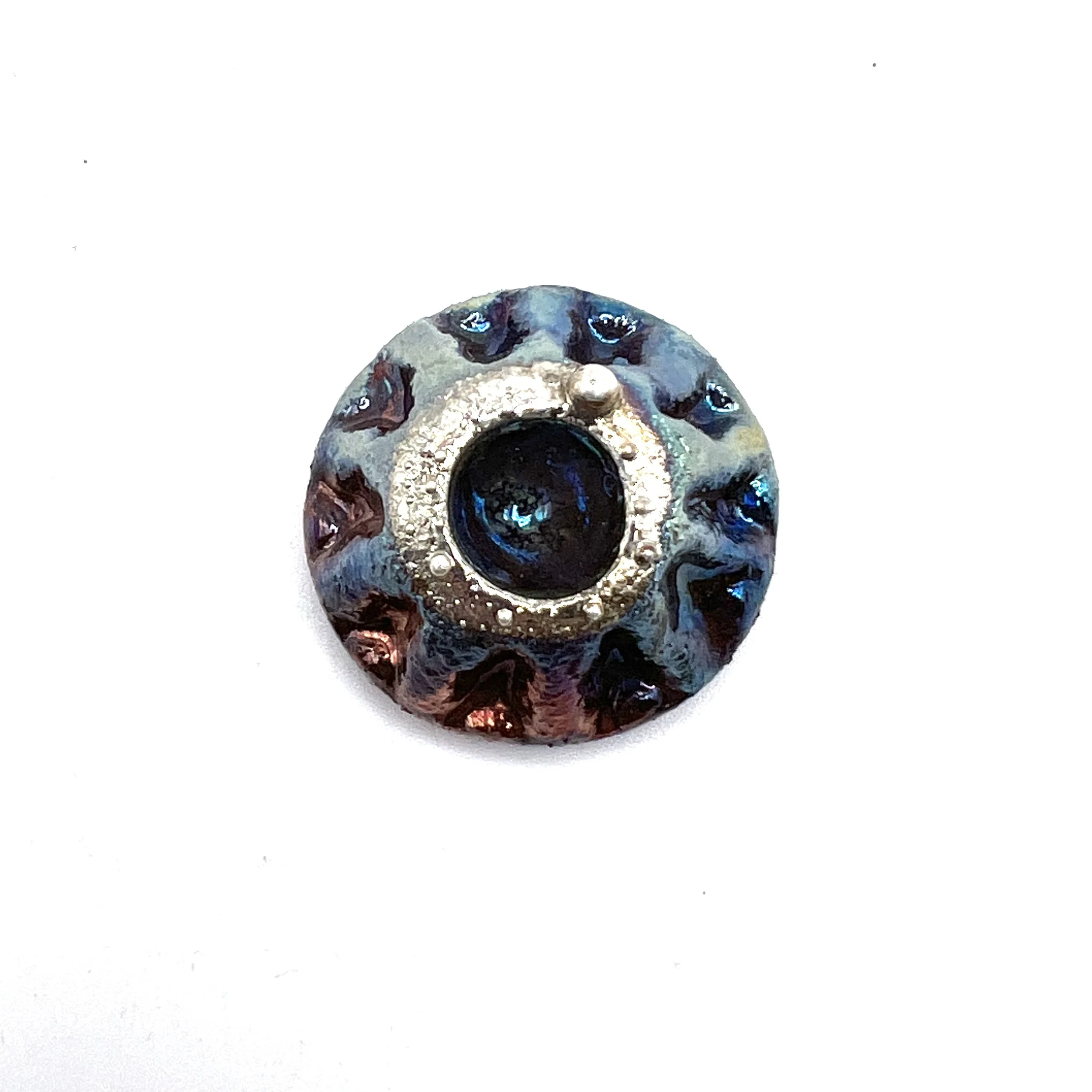 Volcano Raku Cabochon Jewelry Supply Handmade by MAKUstudio