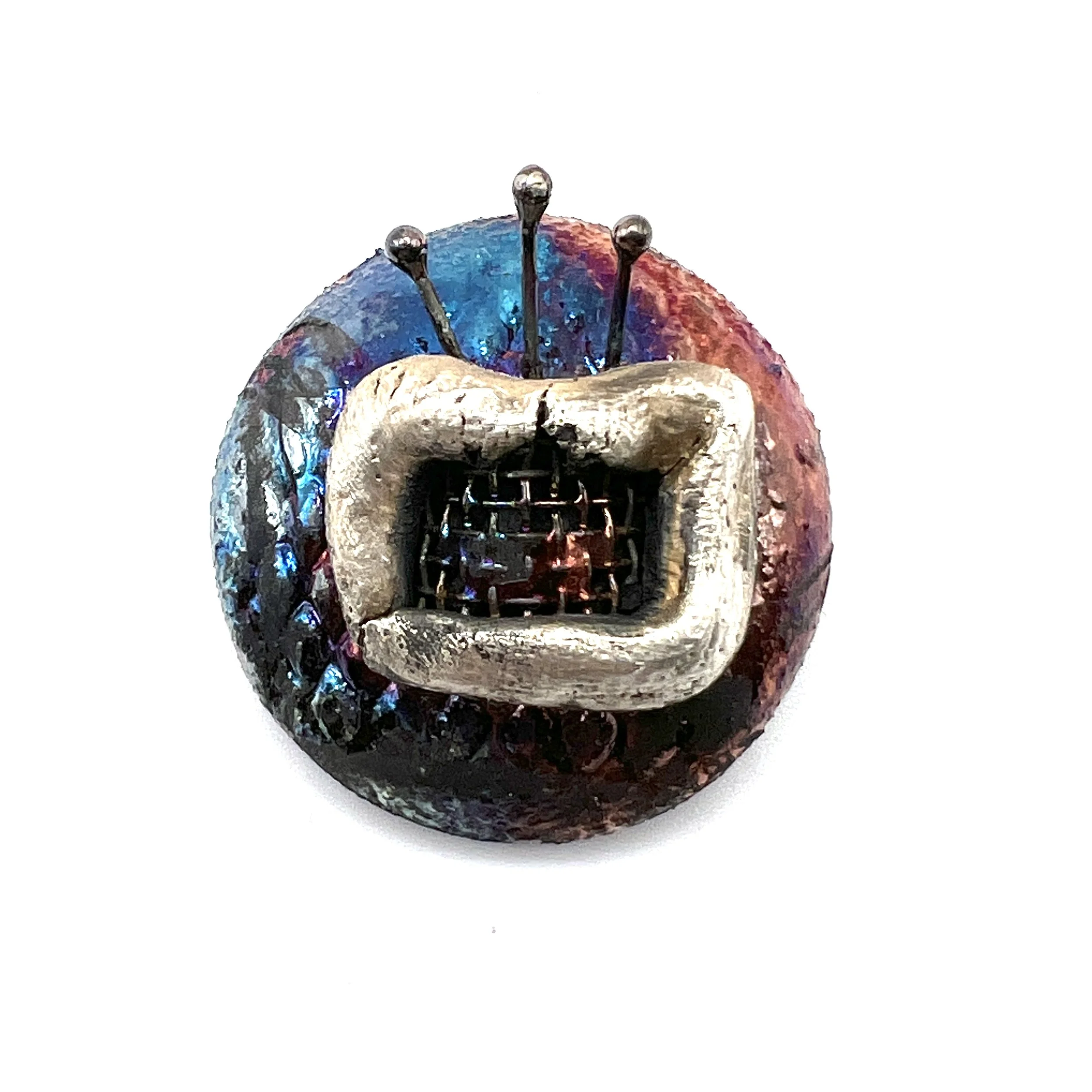 Caged Raku Cabochon Jewelry Supply Handmade by MAKUstudio