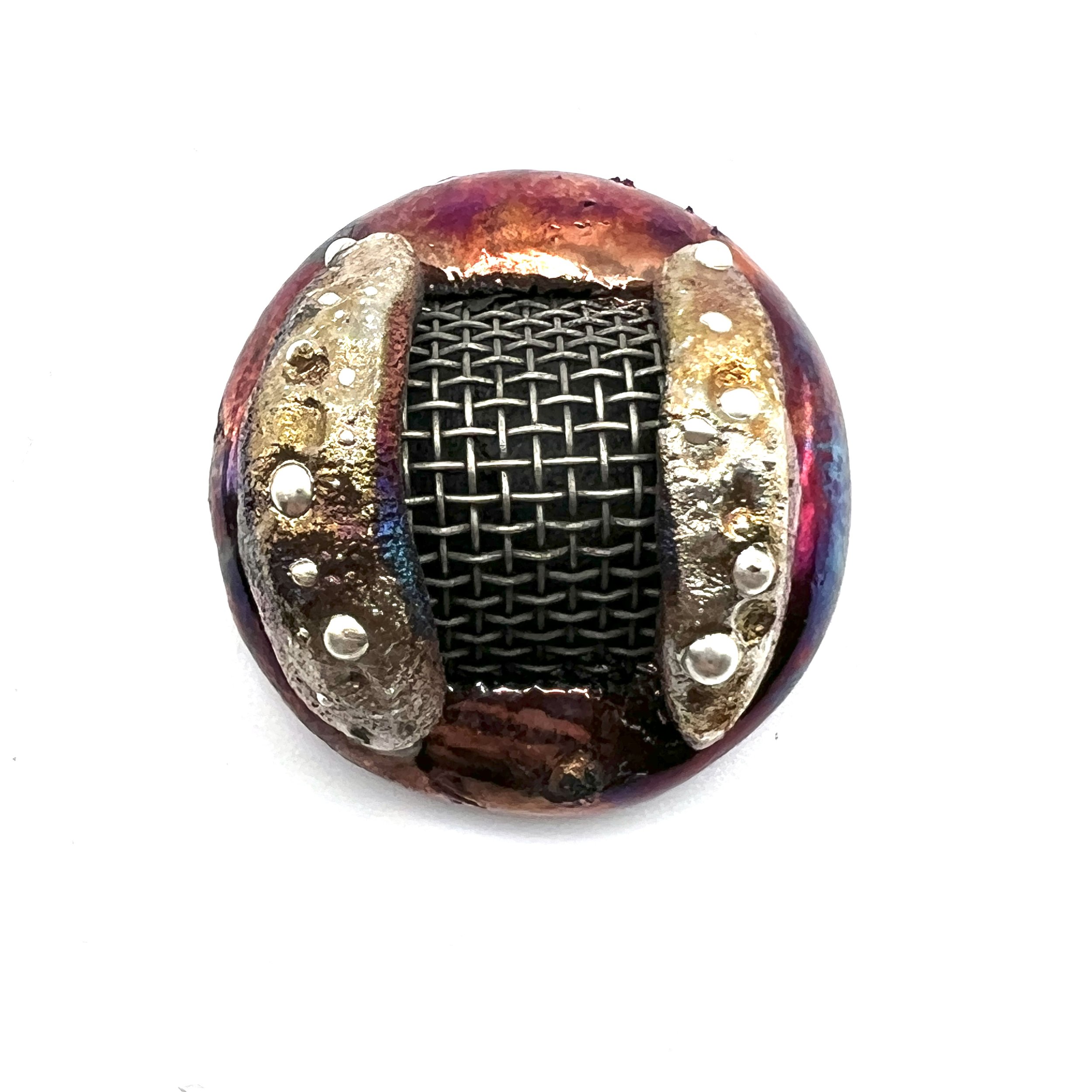 Caged Raku Cabochon Jewelry Supply Handmade by MAKUstudio