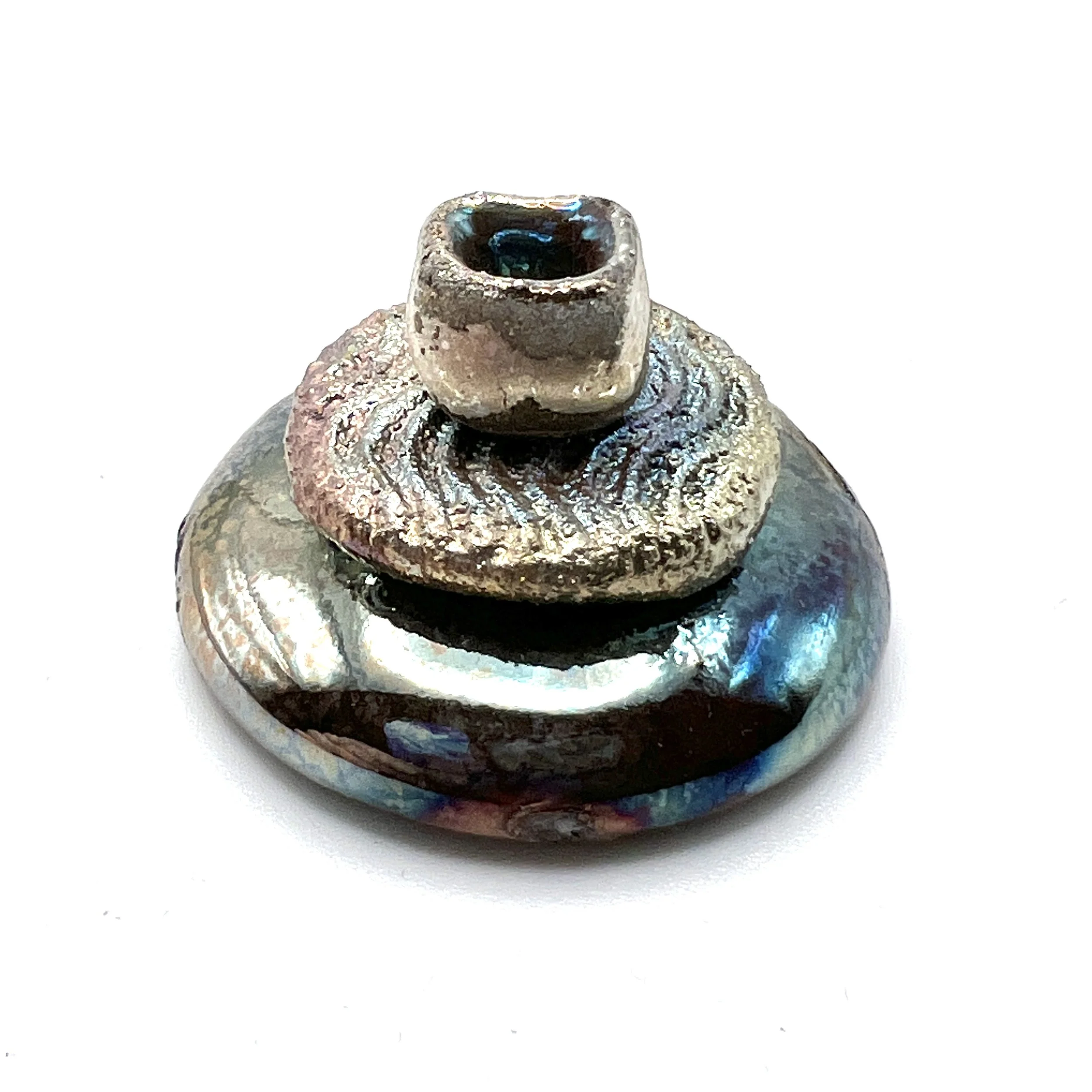 Raku Cabochon with Square Pod Jewelry Supply Handmade by MAKUstudio