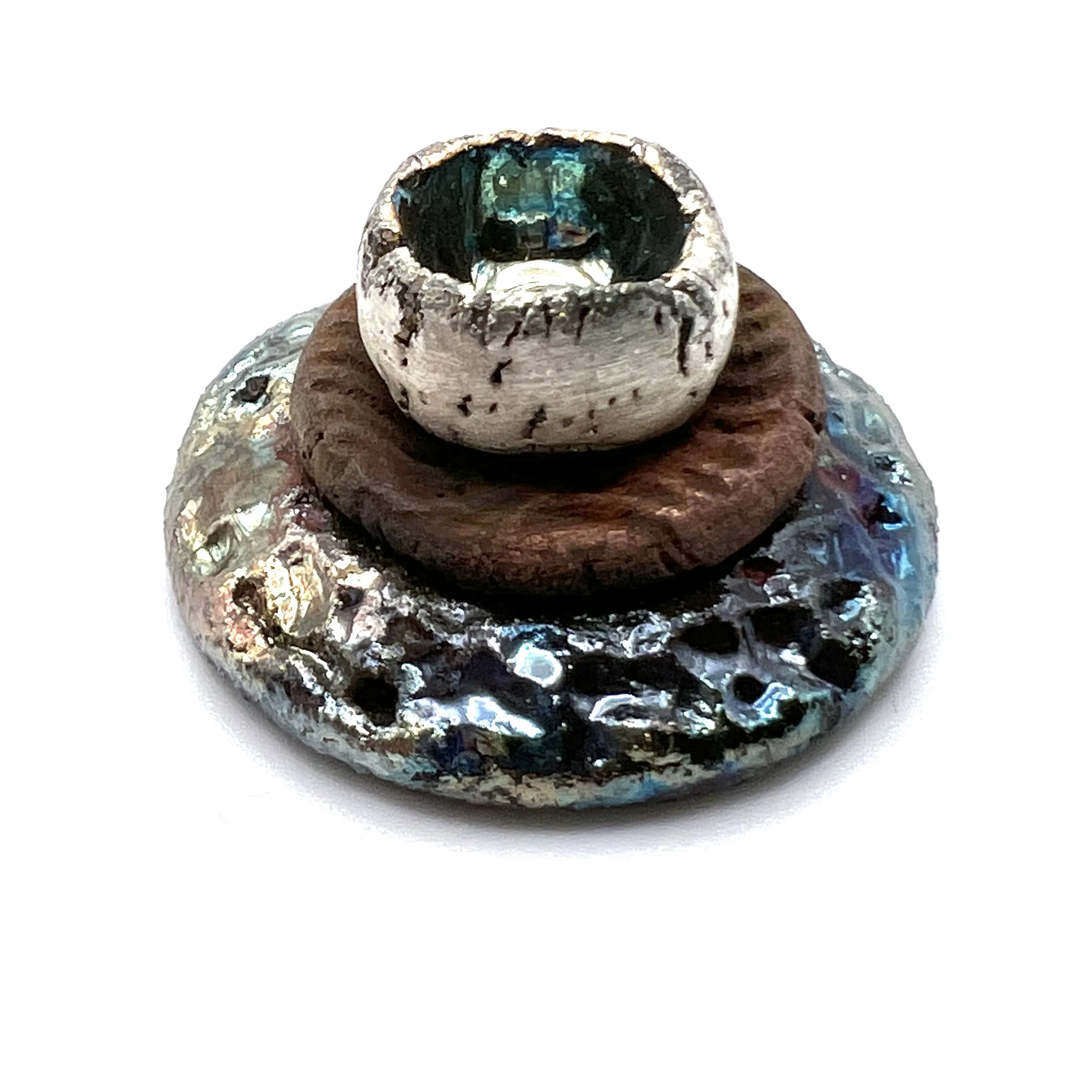 Raku Cabochon with Pod Jewelry Supply Handmade by MAKUstudio