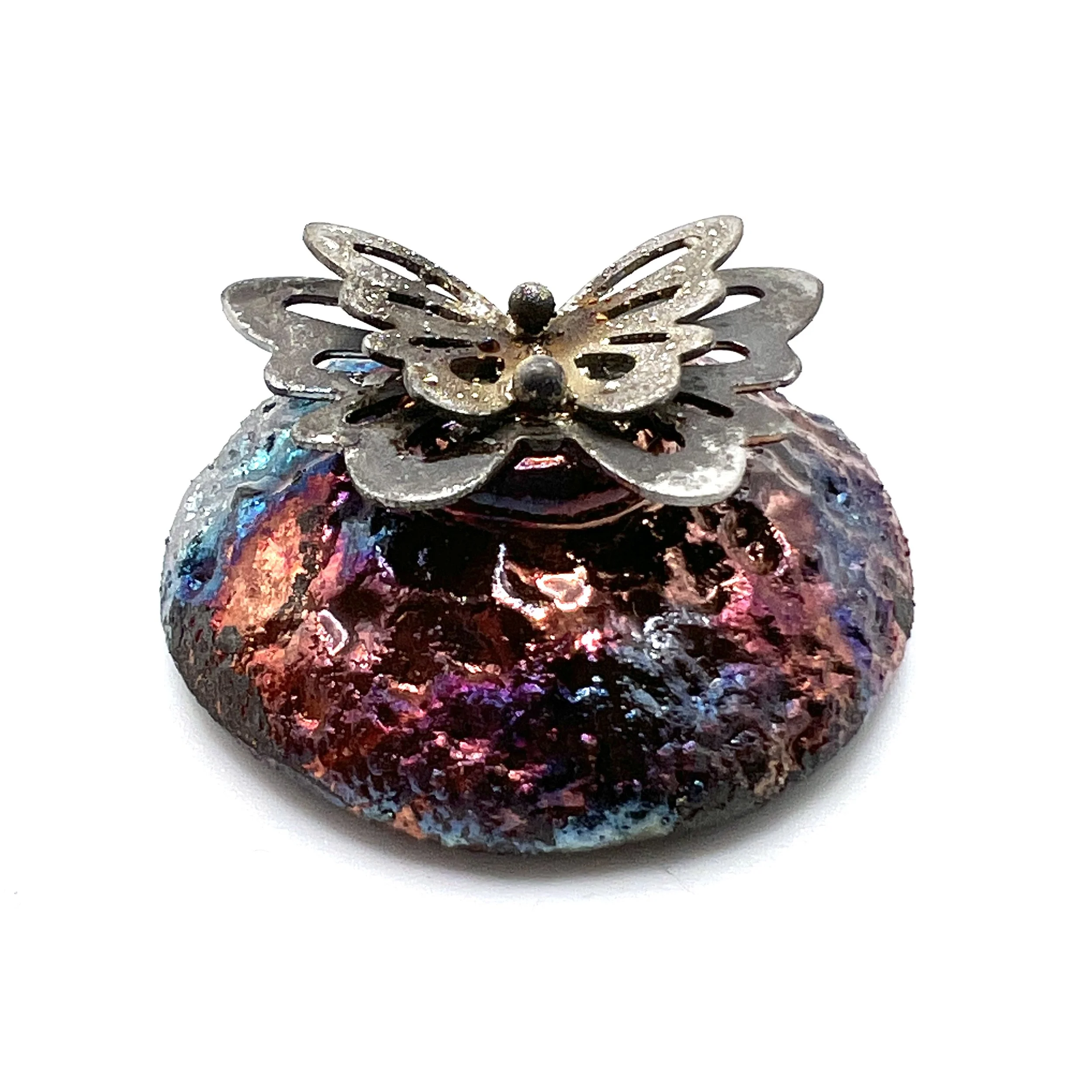 Butterfly Raku Cabochon Jewelry Supply Handmade by MAKUstudio