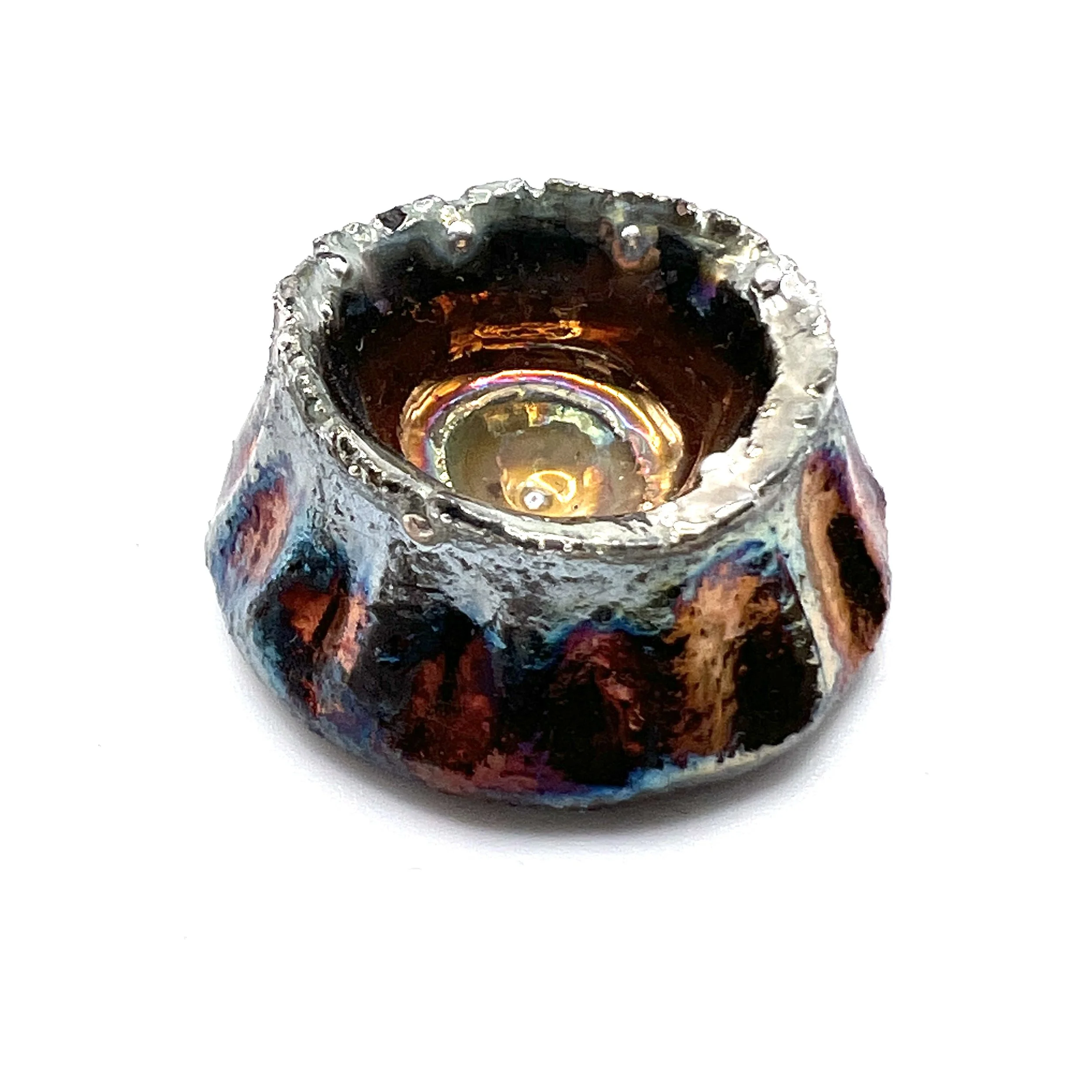 Raku Large Pod Volcano Cabochon Jewelry Supply Handmade by MAKUstudio