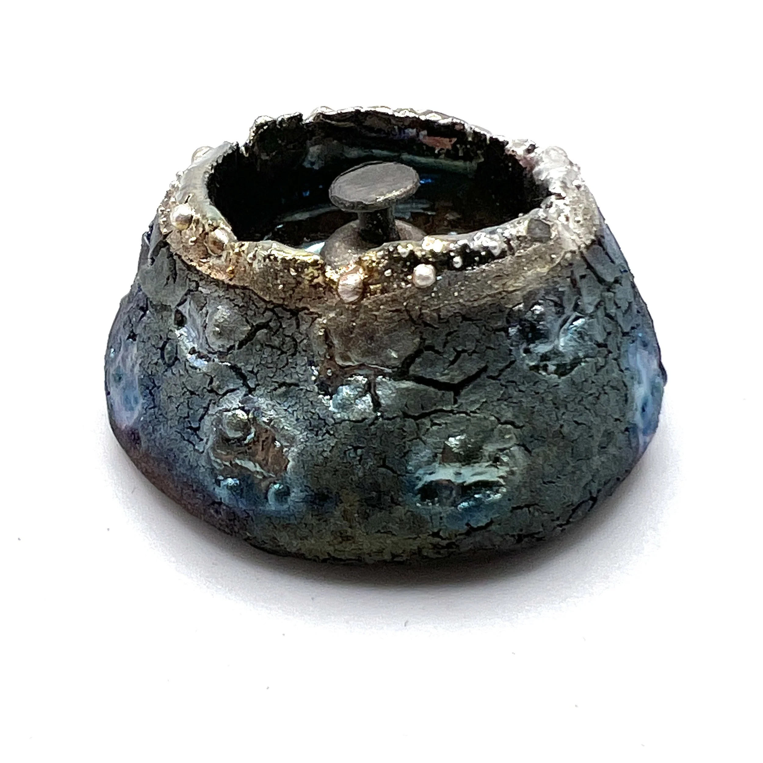 Raku Large Pod Volcano Cabochon Jewelry Supply Handmade by MAKUstudio