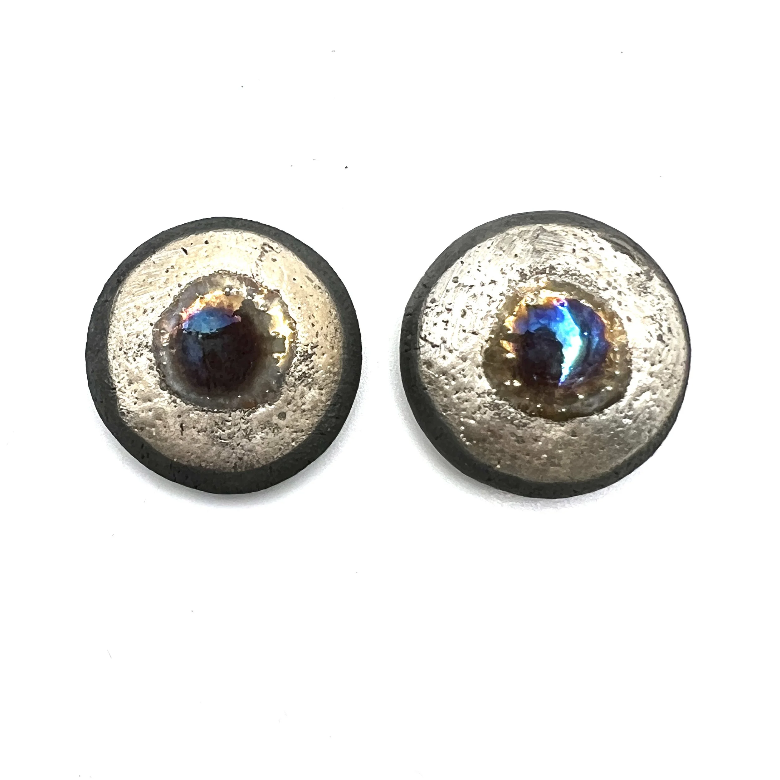 Set of 2 Small Raku Cabochons Ceramic Jewelry Supplies Handmade by MAKUstudio