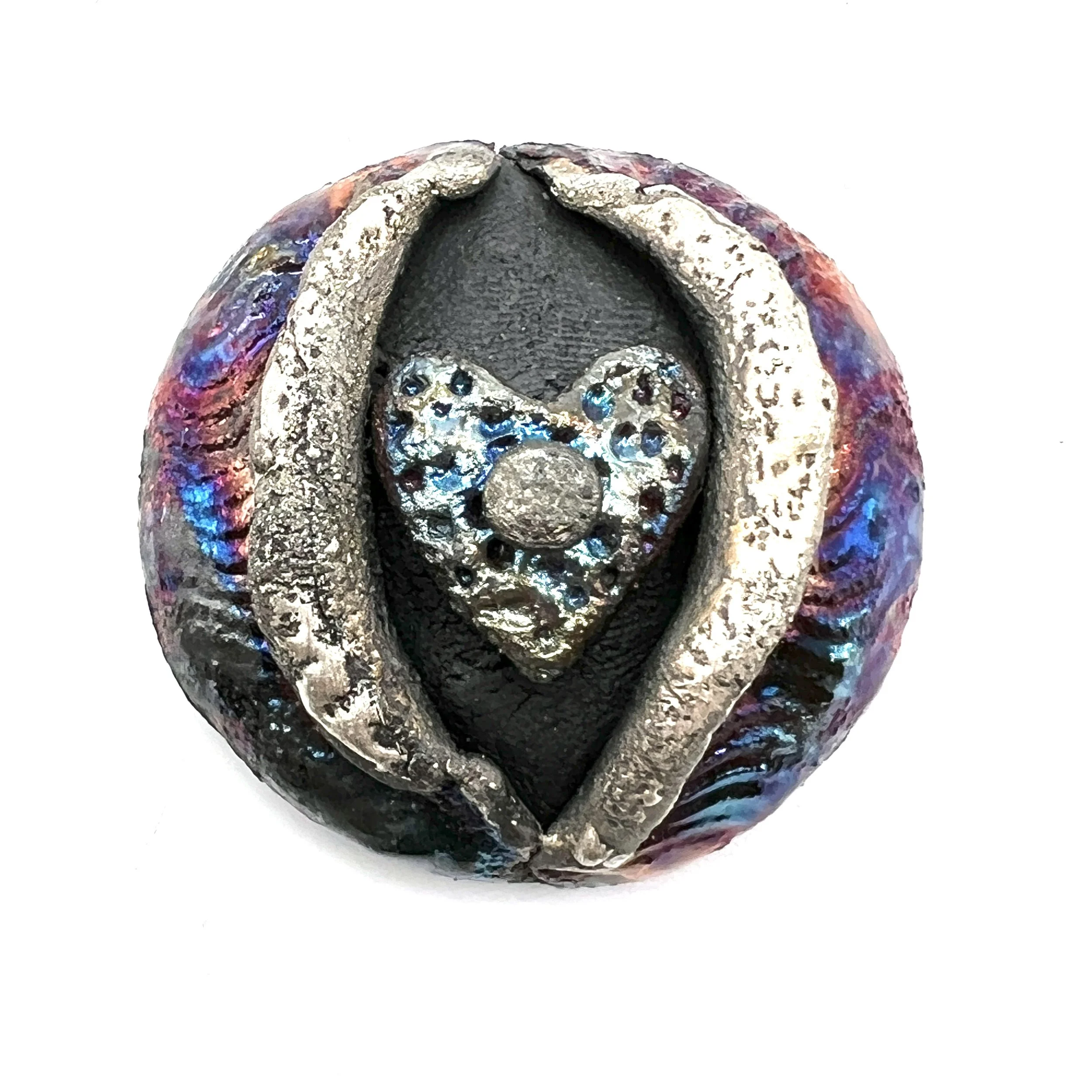 Heart Chakra Opening Raku Cabochon Jewelry Supply Handmade by MAKUstudio