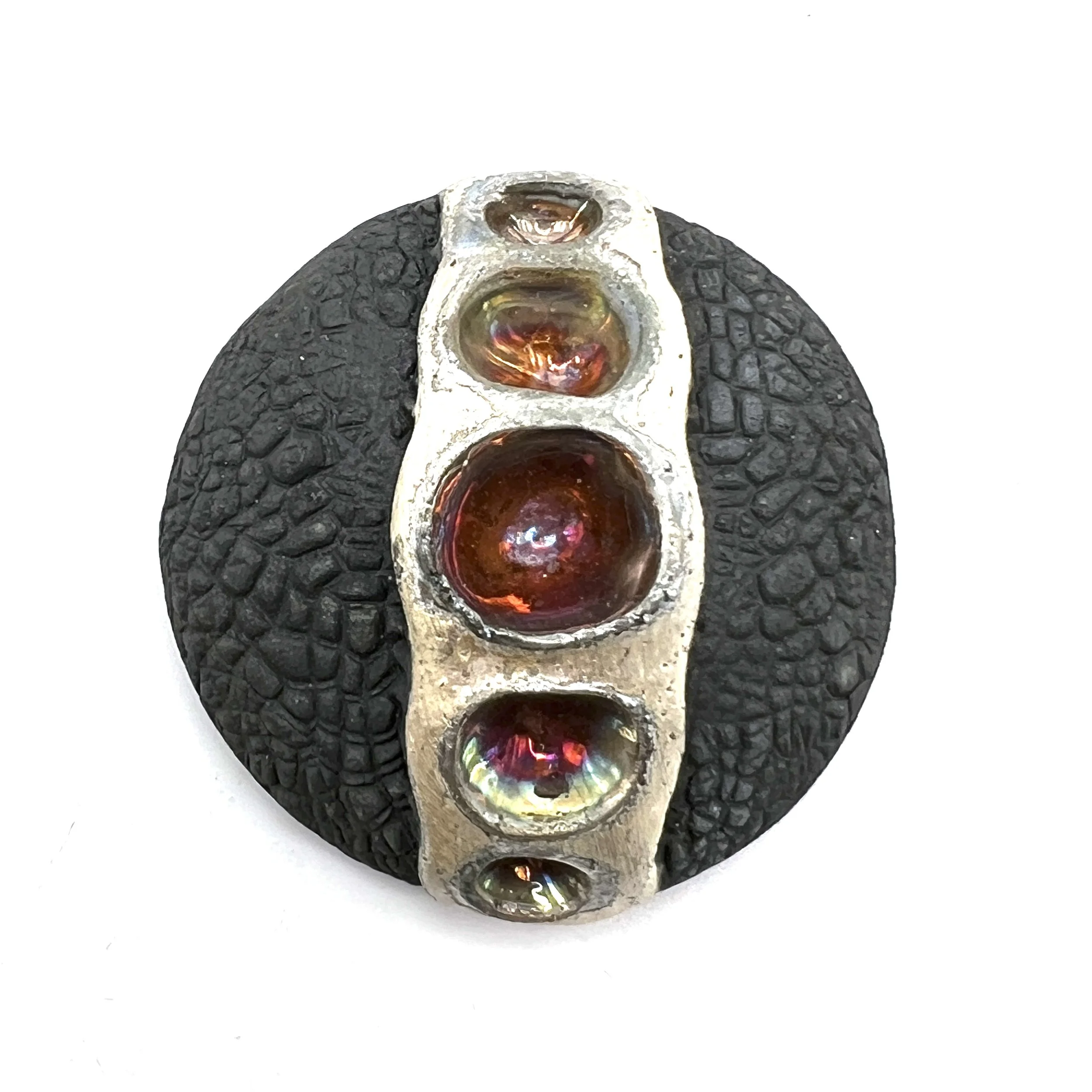 Row of Pods Raku Cabochon Jewelry Supply Handmade by MAKUstudio