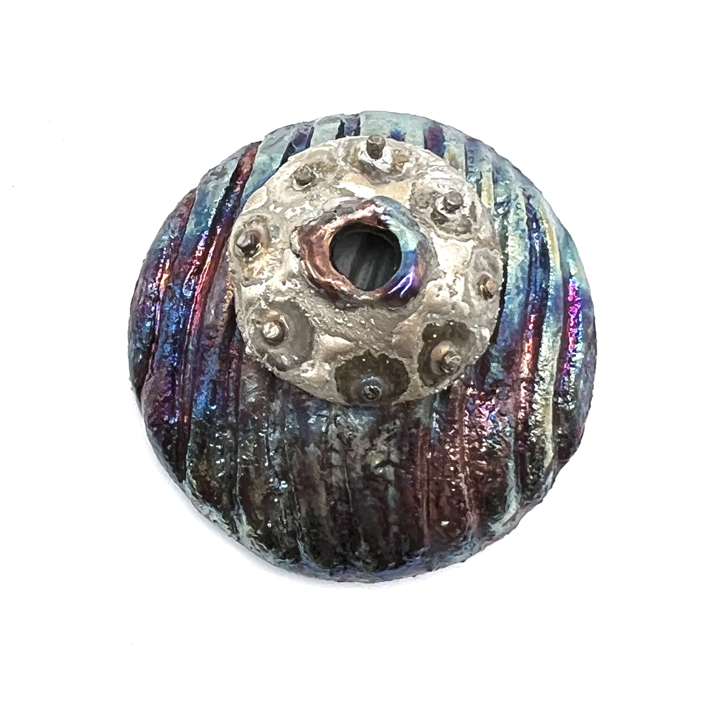 Large Raku Spaceship Landing Cabochon Jewelry Supply Handmade by MAKUstudio
