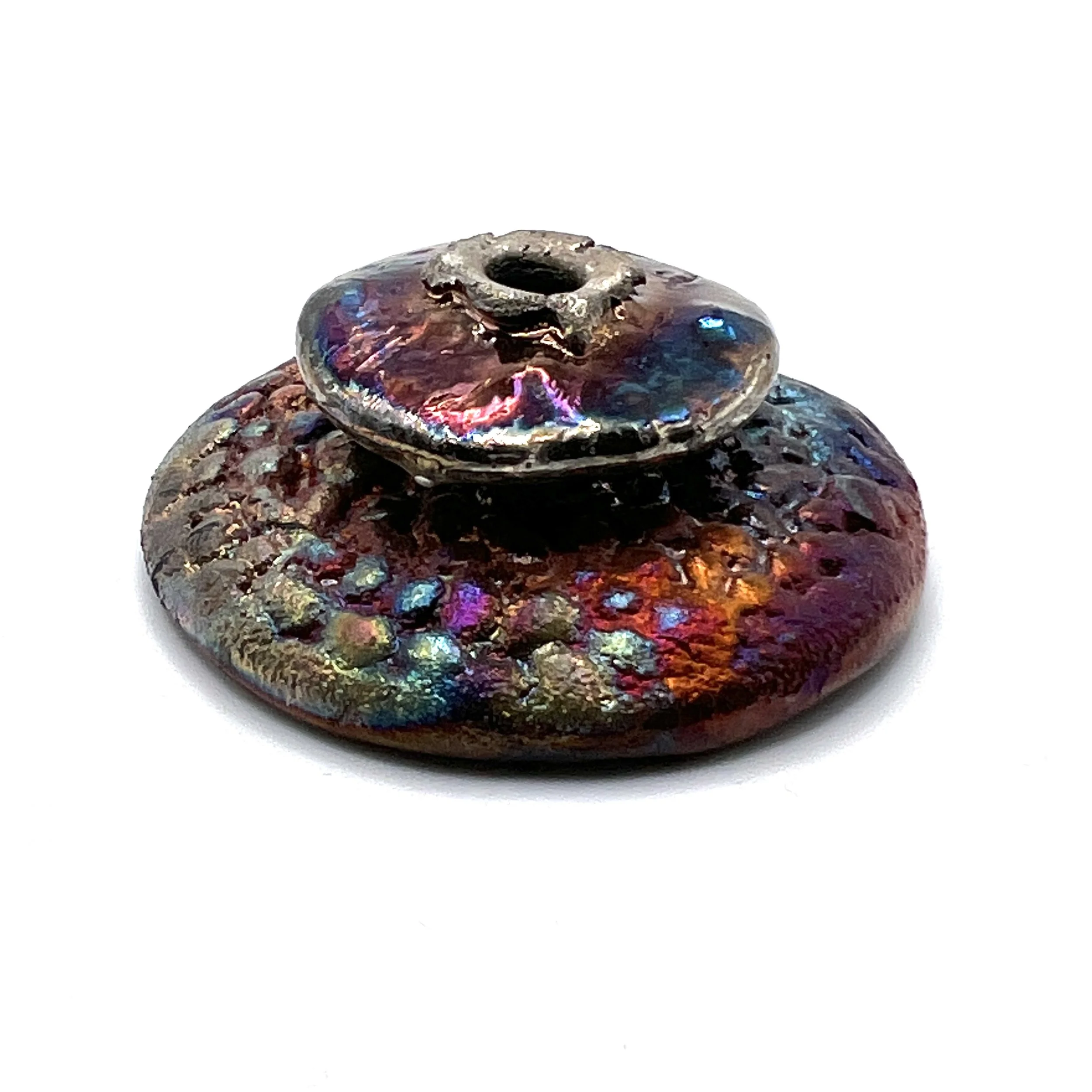 Raku Floating Donut Cabochon Jewelry Supply Handmade by MAKUstudio