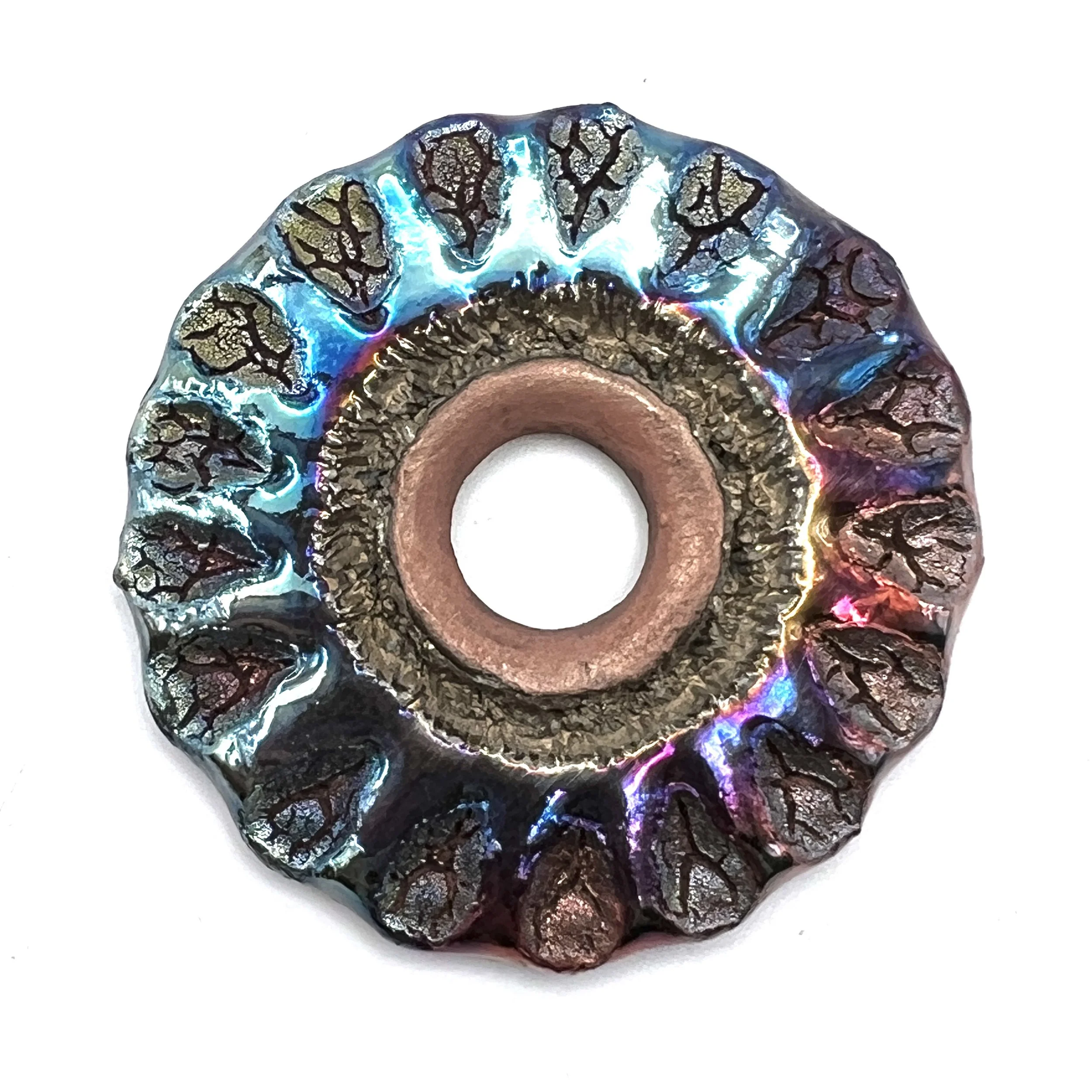 Raku Donut Cabochon or Pendant Ceramic Jewelry Supply by MAKUstudio