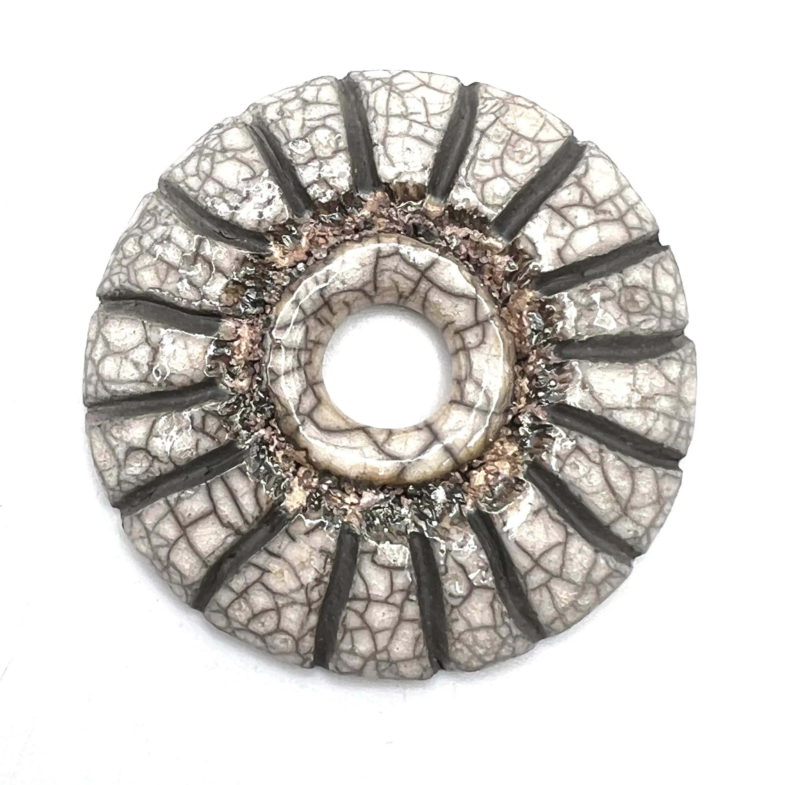 Raku Donut Cabochon or Pendant Ceramic Jewelry Supply by MAKUstudio