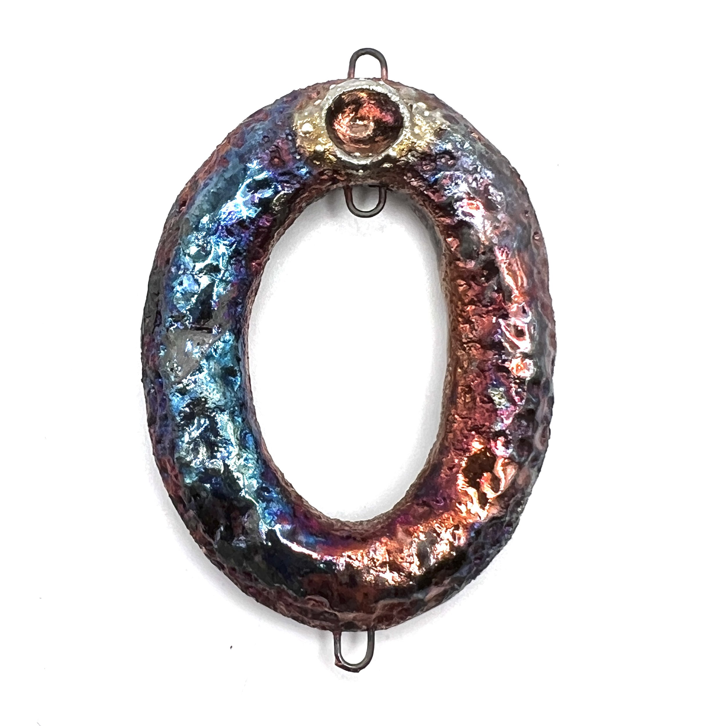 Raku Pendant or Connector Jewelry Supply Handmade by MAKUstudio