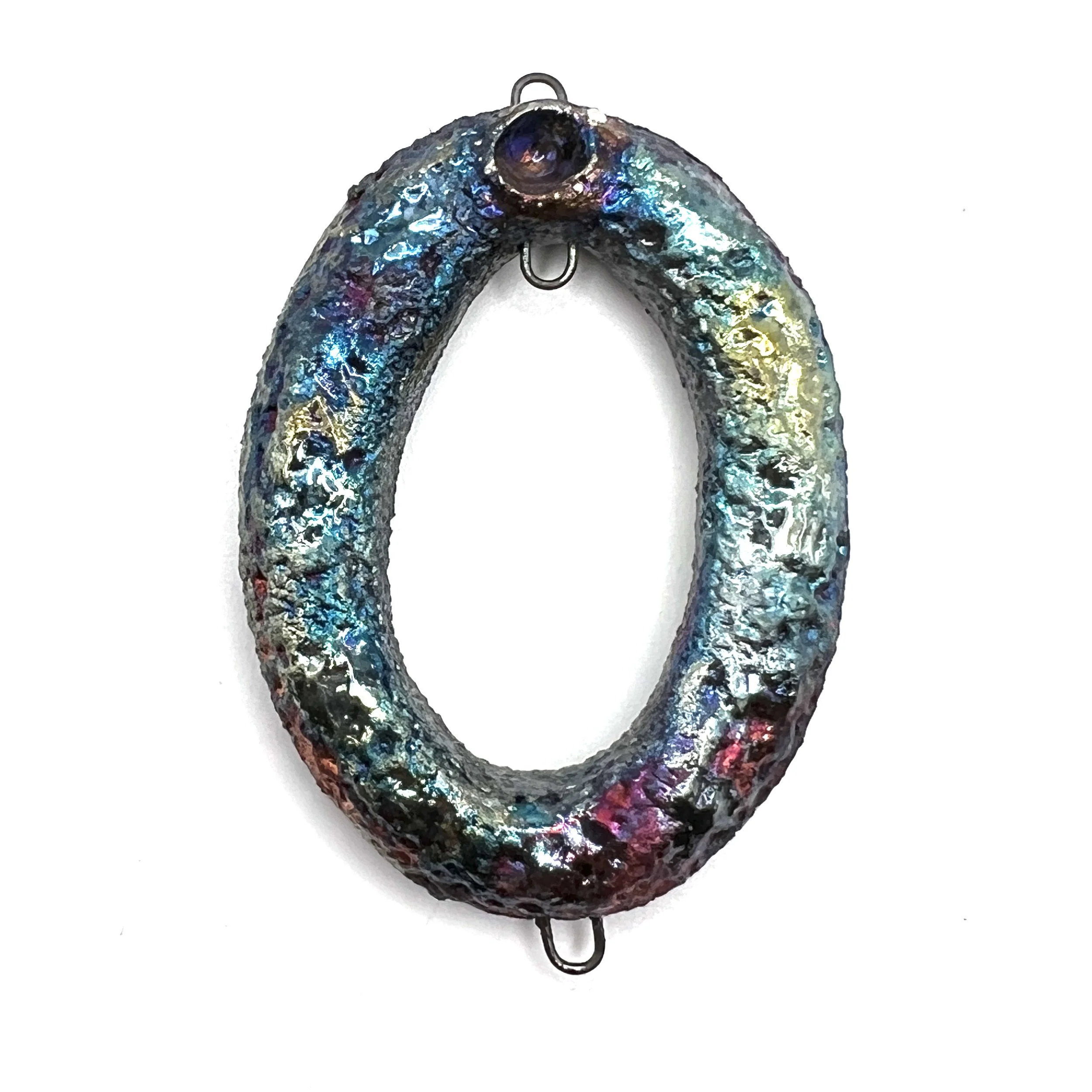 Raku Pendant or Connector Jewelry Supply Handmade by MAKUstudio