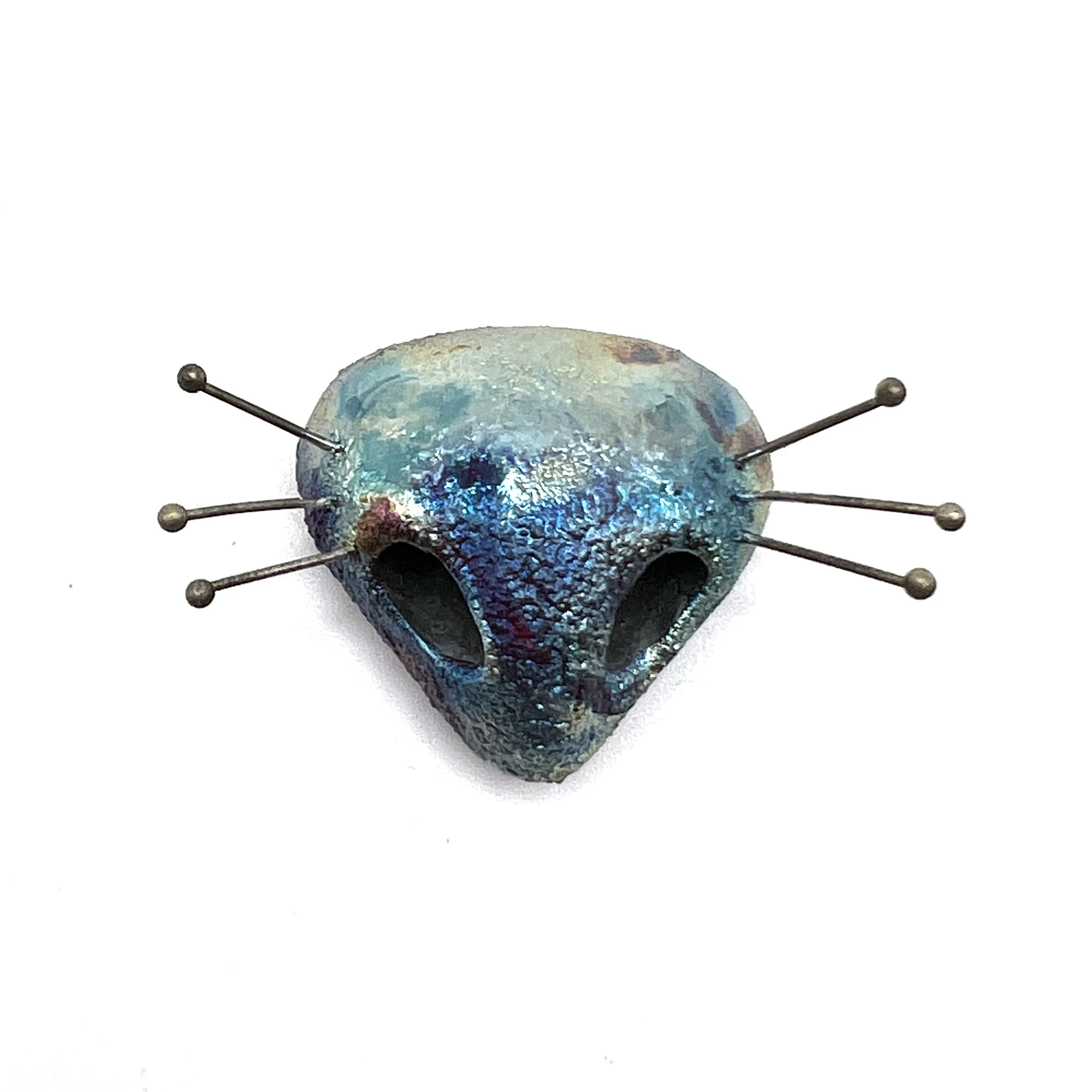 Kitty Cat Nose or Alien Raku Cabochon Jewelry Supply Handmade by MAKUstudio