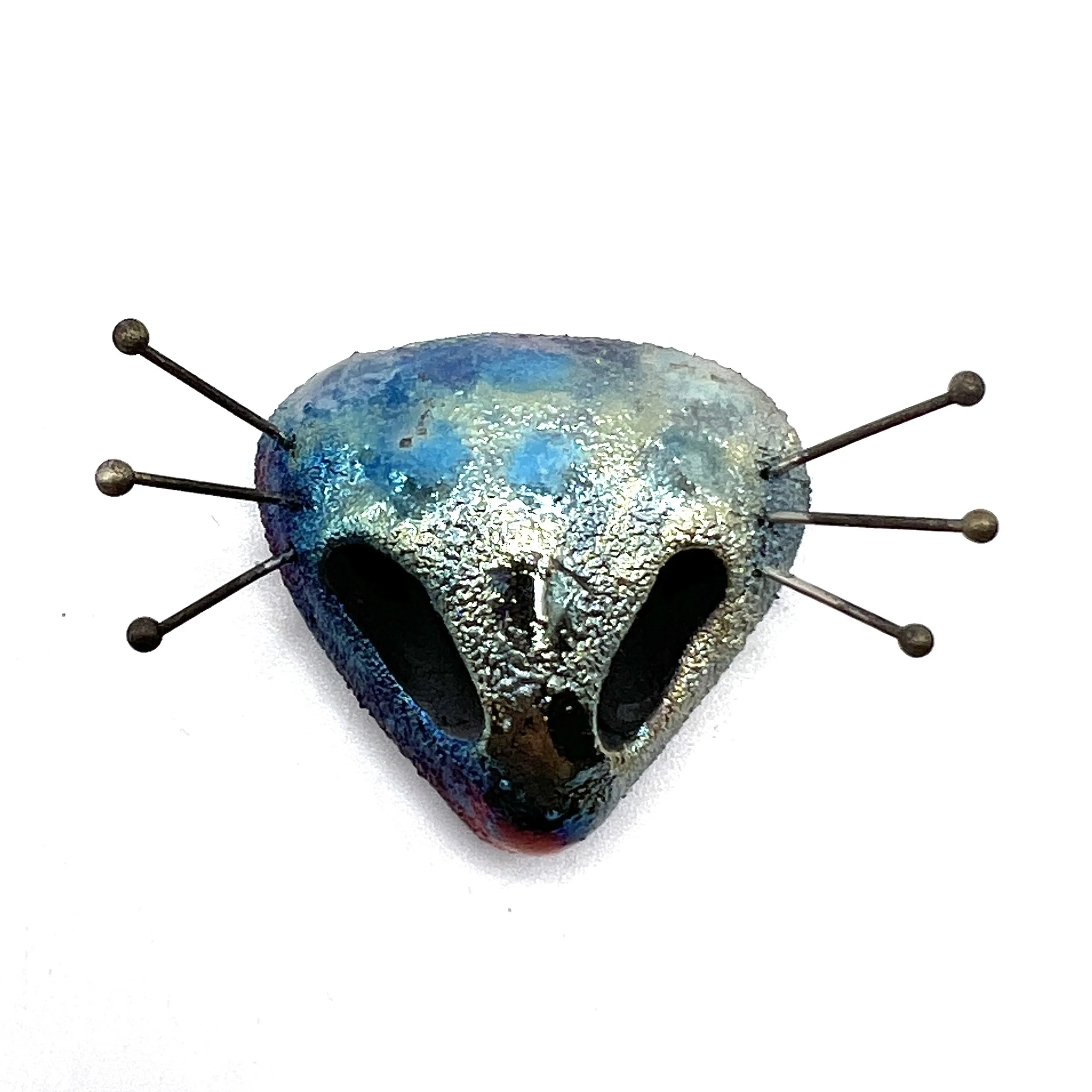 Kitty Cat Nose or Alien Raku Cabochon Jewelry Supply Handmade by MAKUstudio