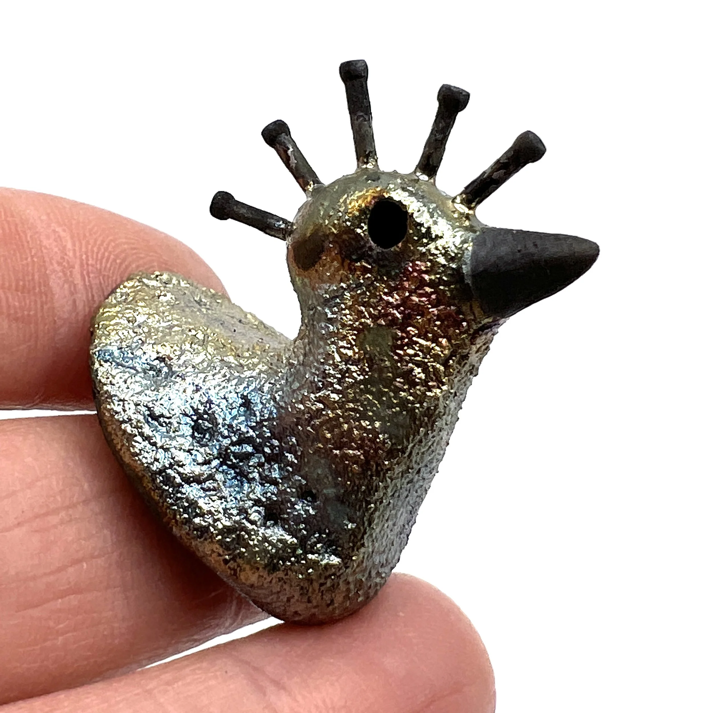 Peacock or Turkey Head Ceramic Cabochon Raku Jewelry Supplies Handmade by MAKUstudio