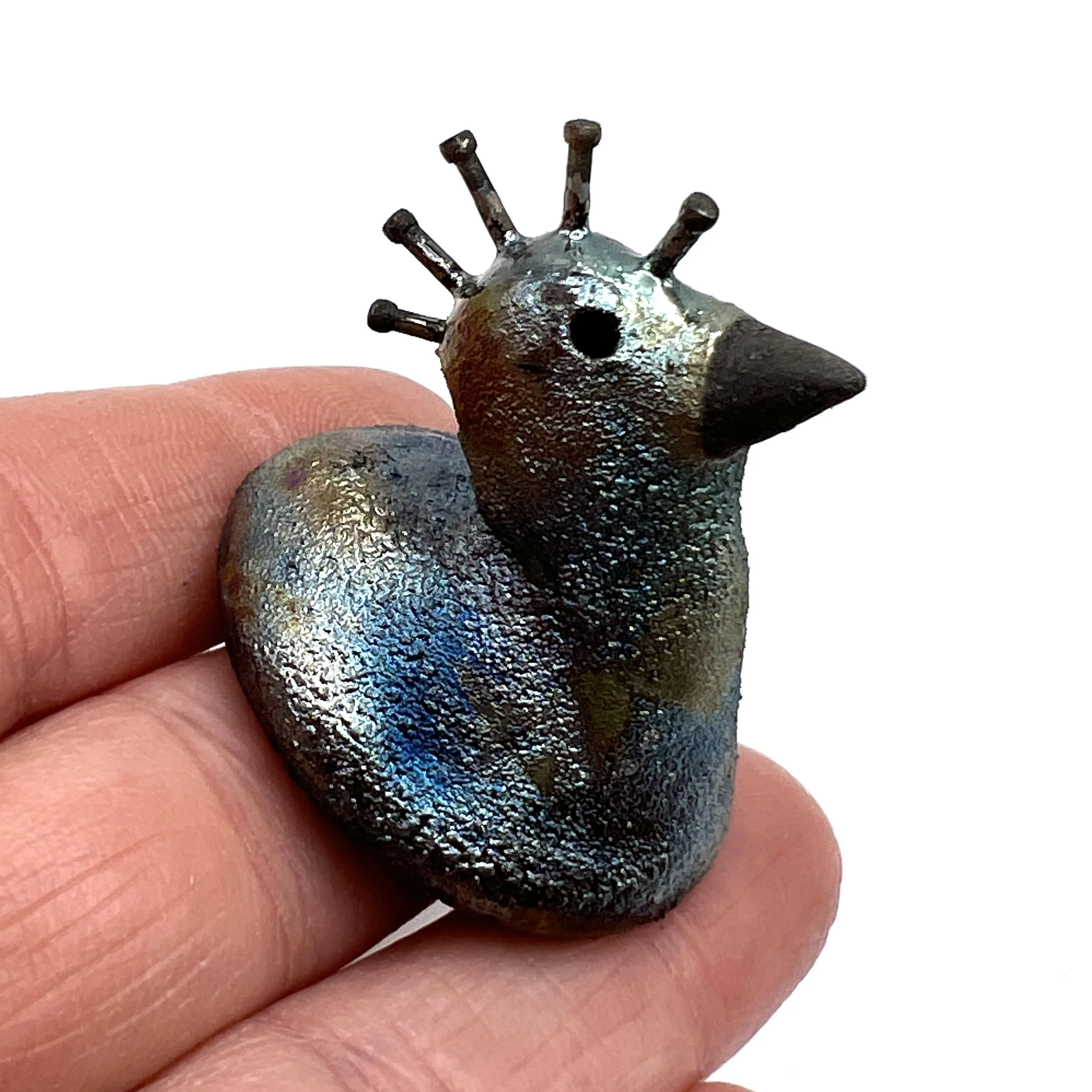 Peacock or Turkey Head Ceramic Cabochon Raku Jewelry Supplies Handmade by MAKUstudio