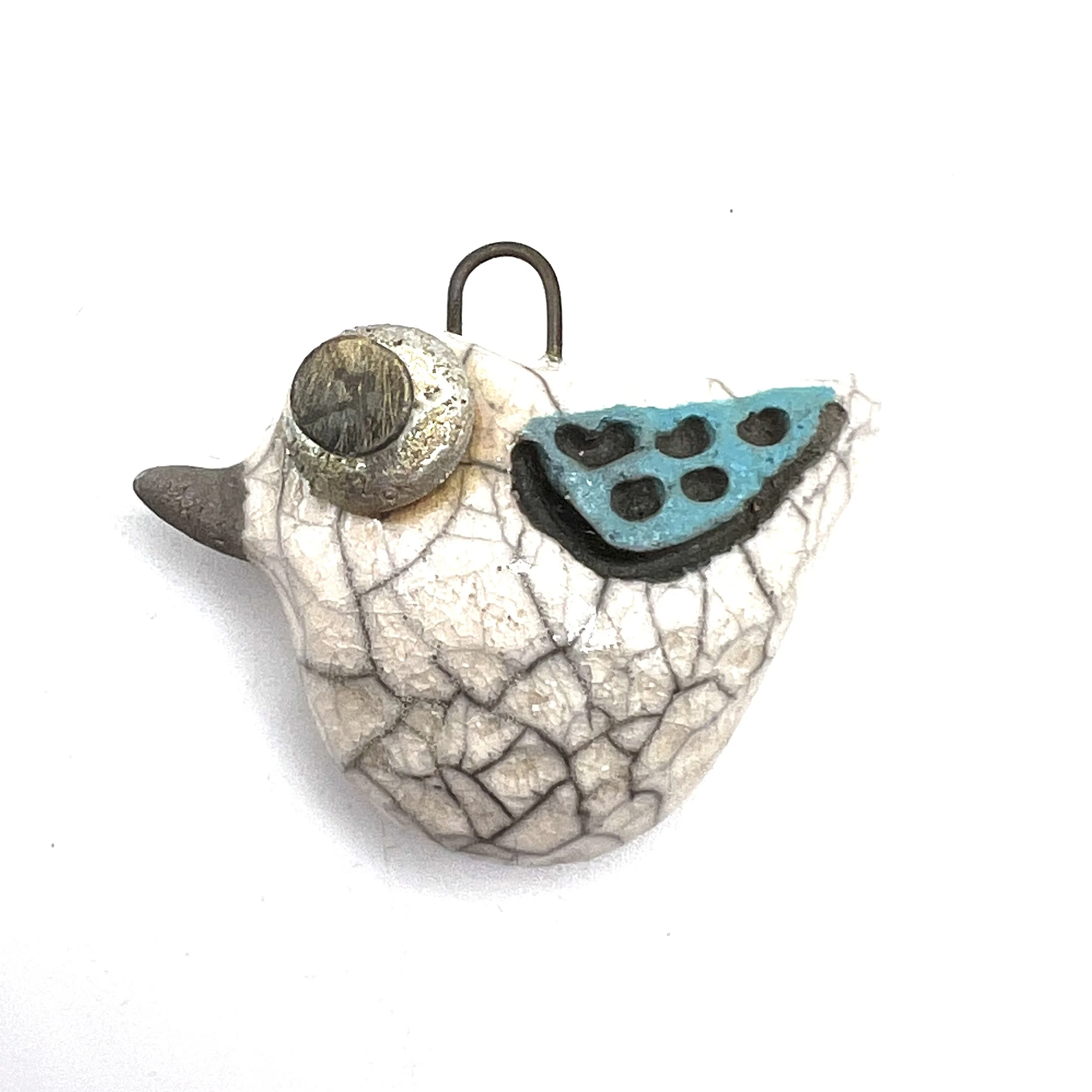 Raku Bird Pendant Ceramic Jewelry Supplies Handmade by MAKUstudio