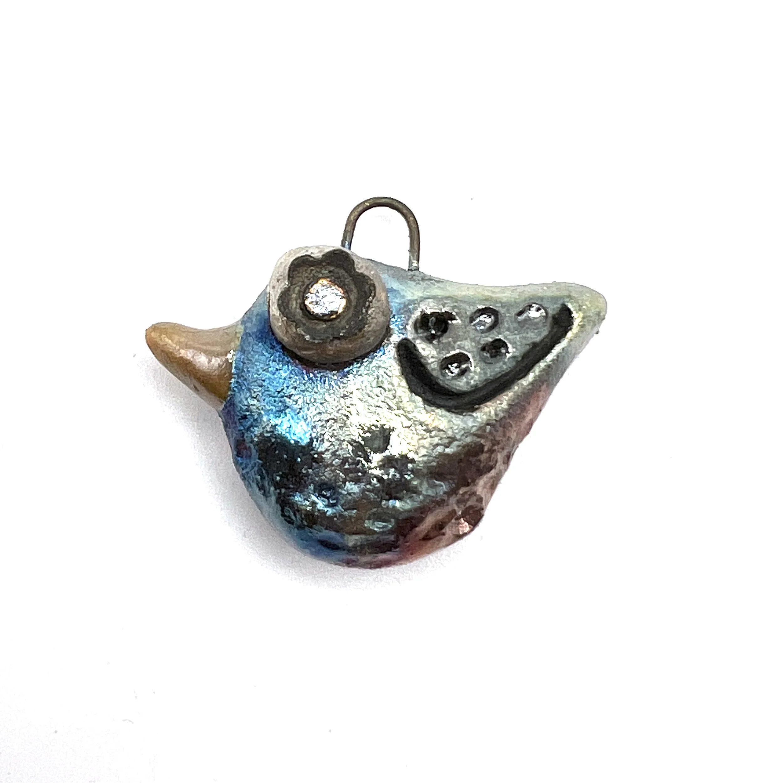 Raku Bird Pendant Ceramic Jewelry Supplies Handmade by MAKUstudio