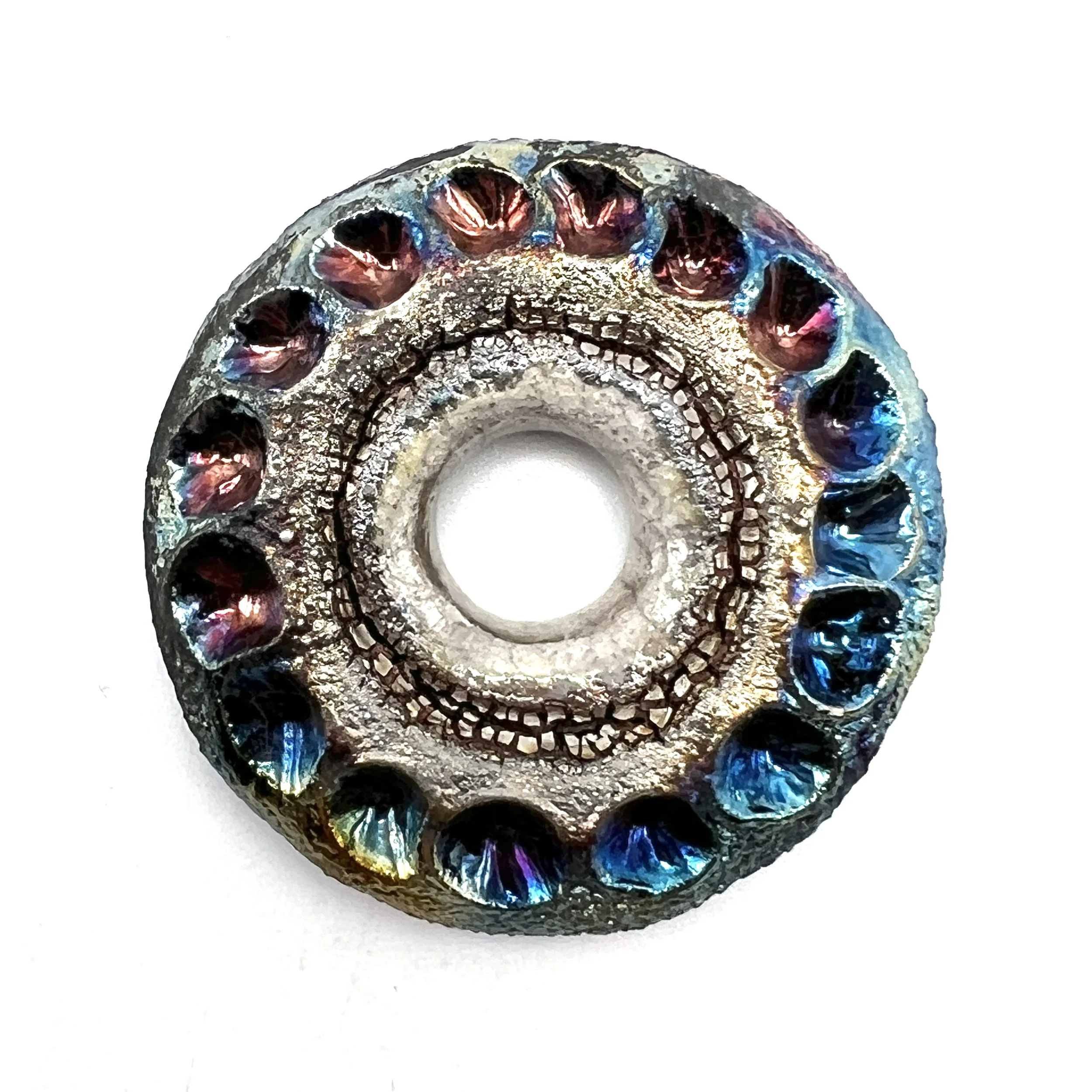 Raku Donut Cabochon or Pendant Ceramic Jewelry Supply by MAKUstudio