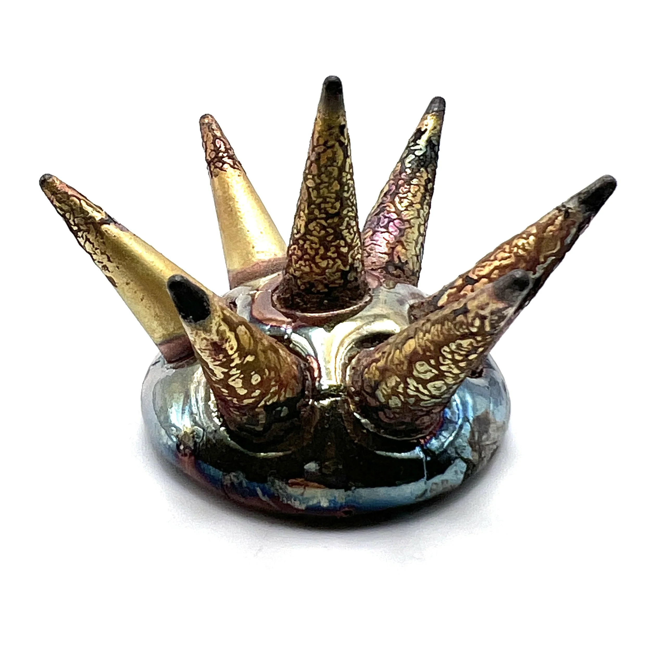 Spike Punk Rock Raku Cabochon Jewelry Supply Handmade by MAKUstudio