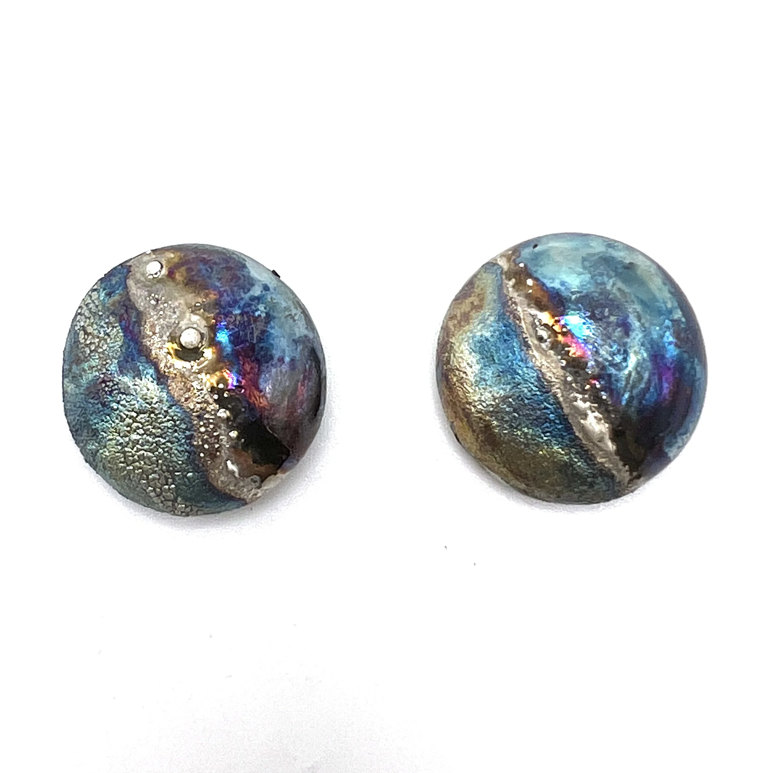 Set of 2 Raku Cabochons Ceramic Jewelry Supplies Handmade by MAKUstudio