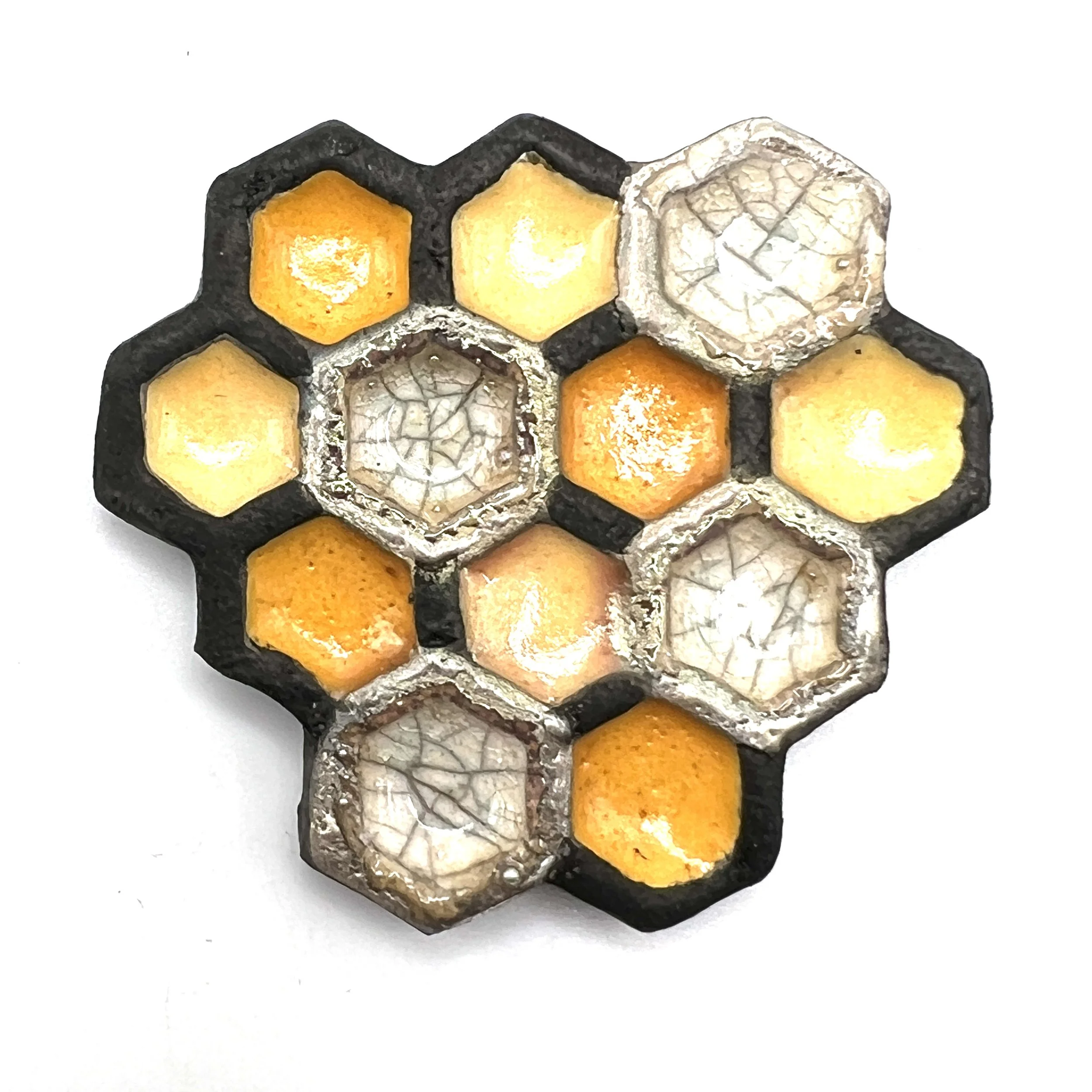 Honeycomb Raku Cabochon Ceramic Jewelry Supplies Handmade by MAKUstudio