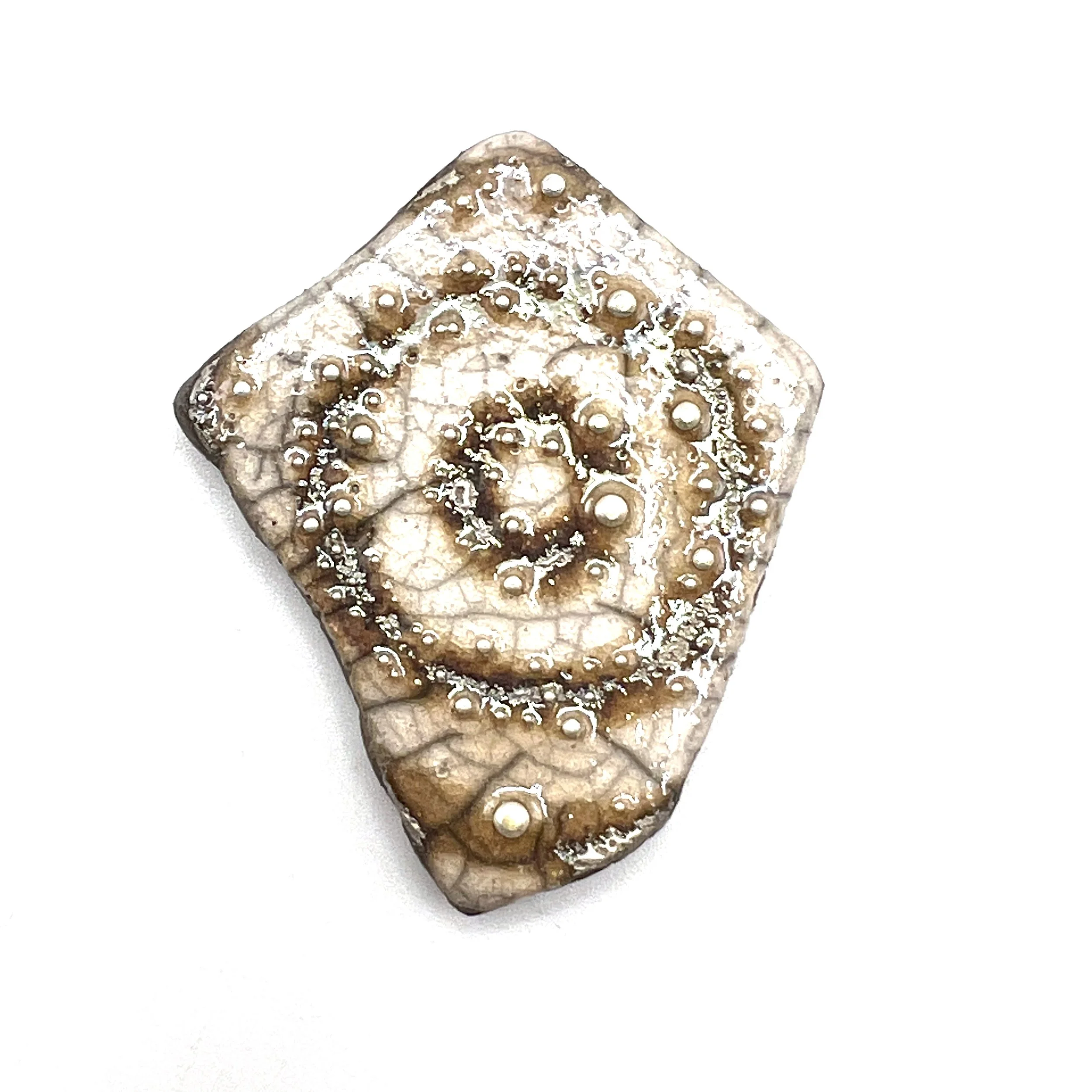 White Crackle Raku Cabochon Jewelry Supply Handmade by MAKUstudio