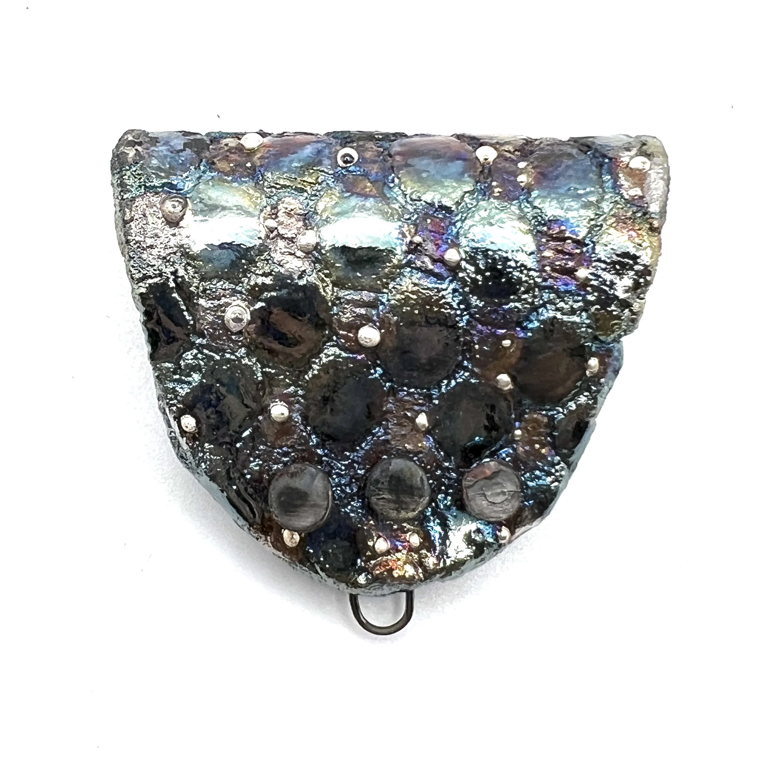 Raku Fold Over Pendant or Bail Ceramic Jewelry Supply Handmade  by MAKUstudio