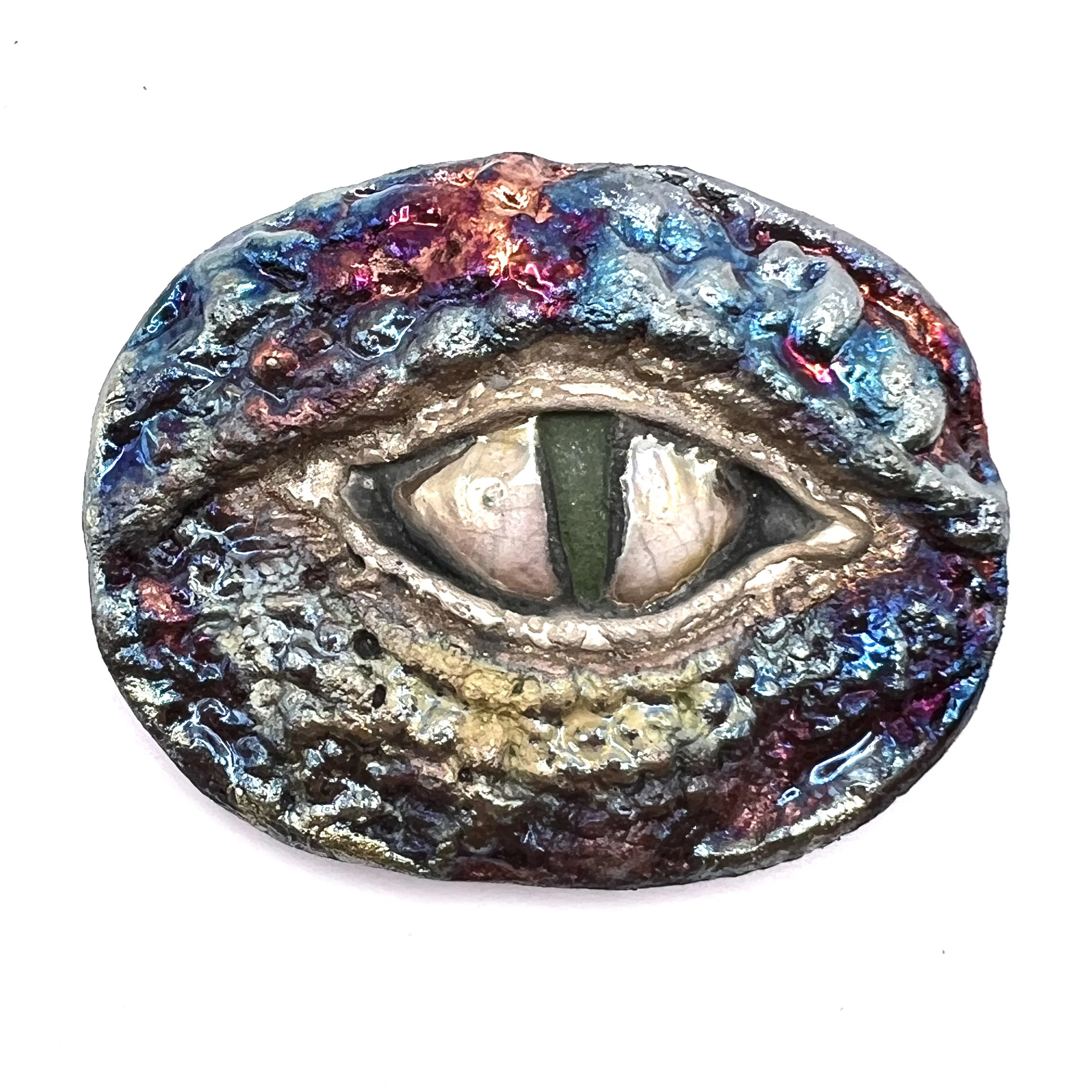 Dragon Eye Raku Ceramic Cabochon Raku Jewelry Supply Handmade by MAKUstudio