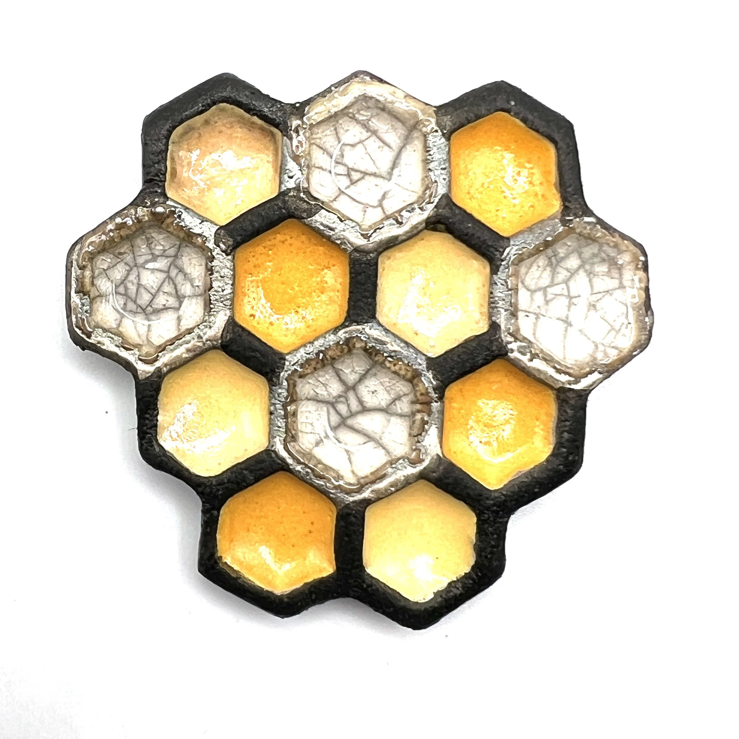 Honeycomb Raku Cabochon Ceramic Jewelry Supplies Handmade by MAKUstudio