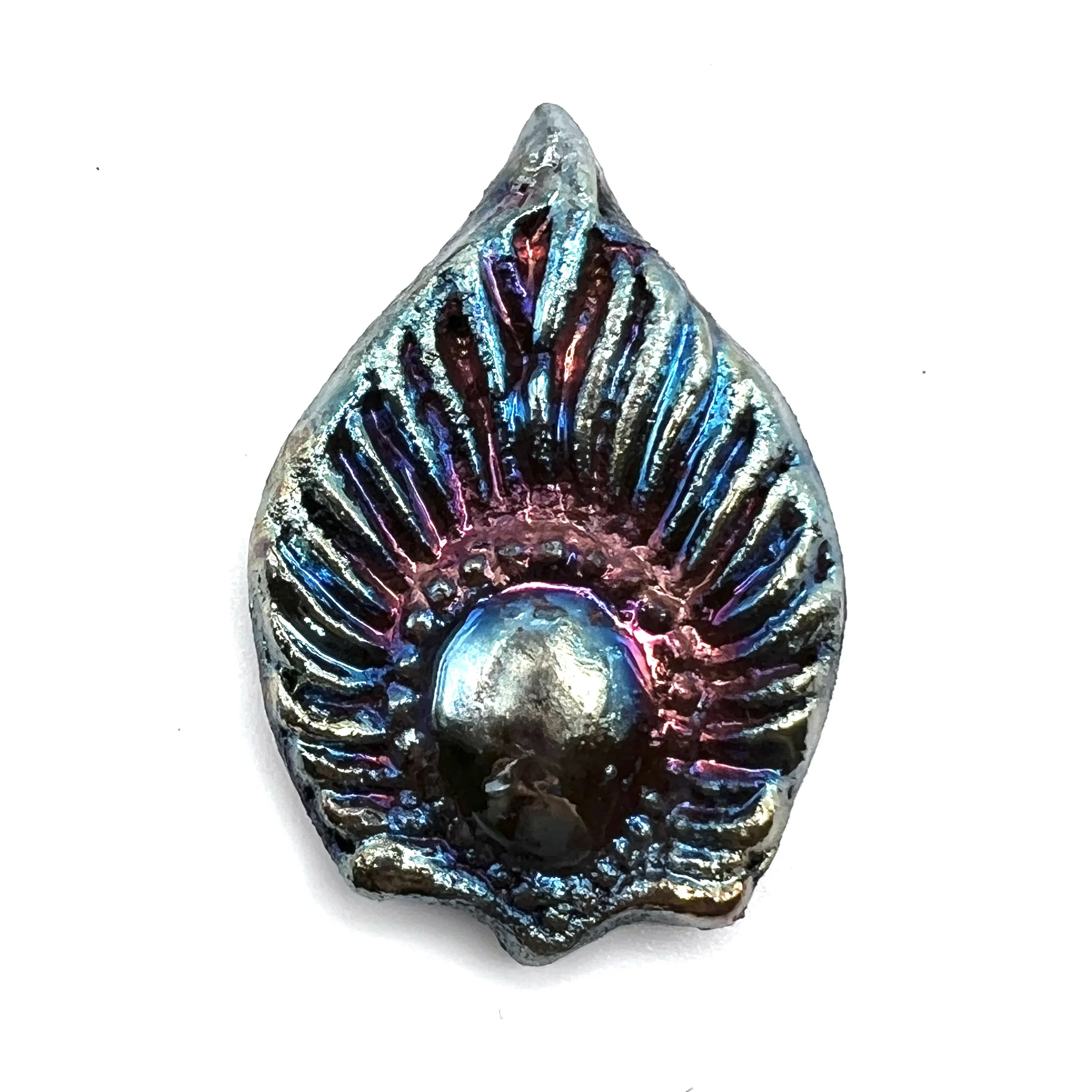 Peacock Feather Raku Cabochon Jewelry Supply Handmade by MAKUstudio MAKU raku