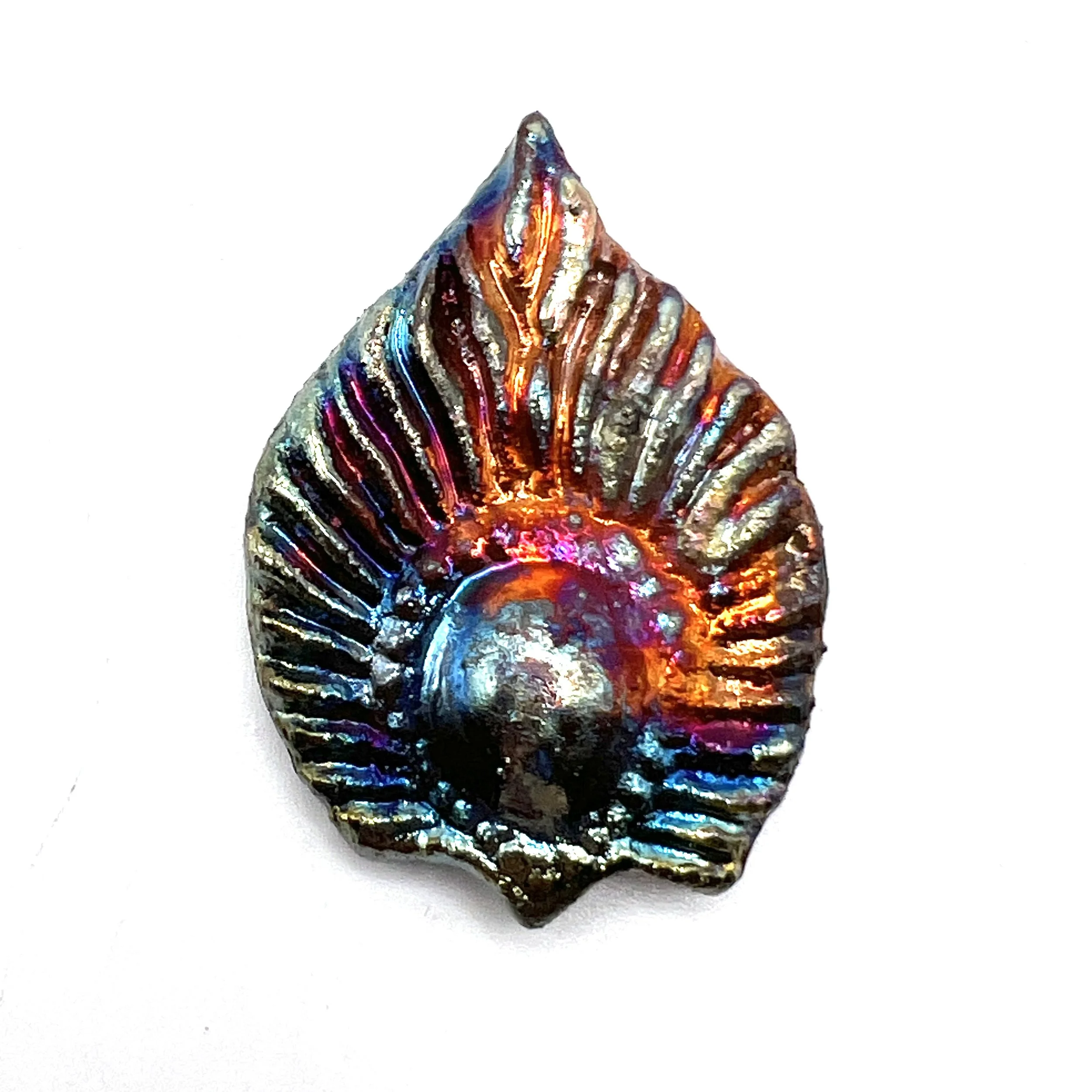 Peacock Feather or Leaf Raku Cabochon Jewelry Supply Handmade by MAKUstudio MAKU raku