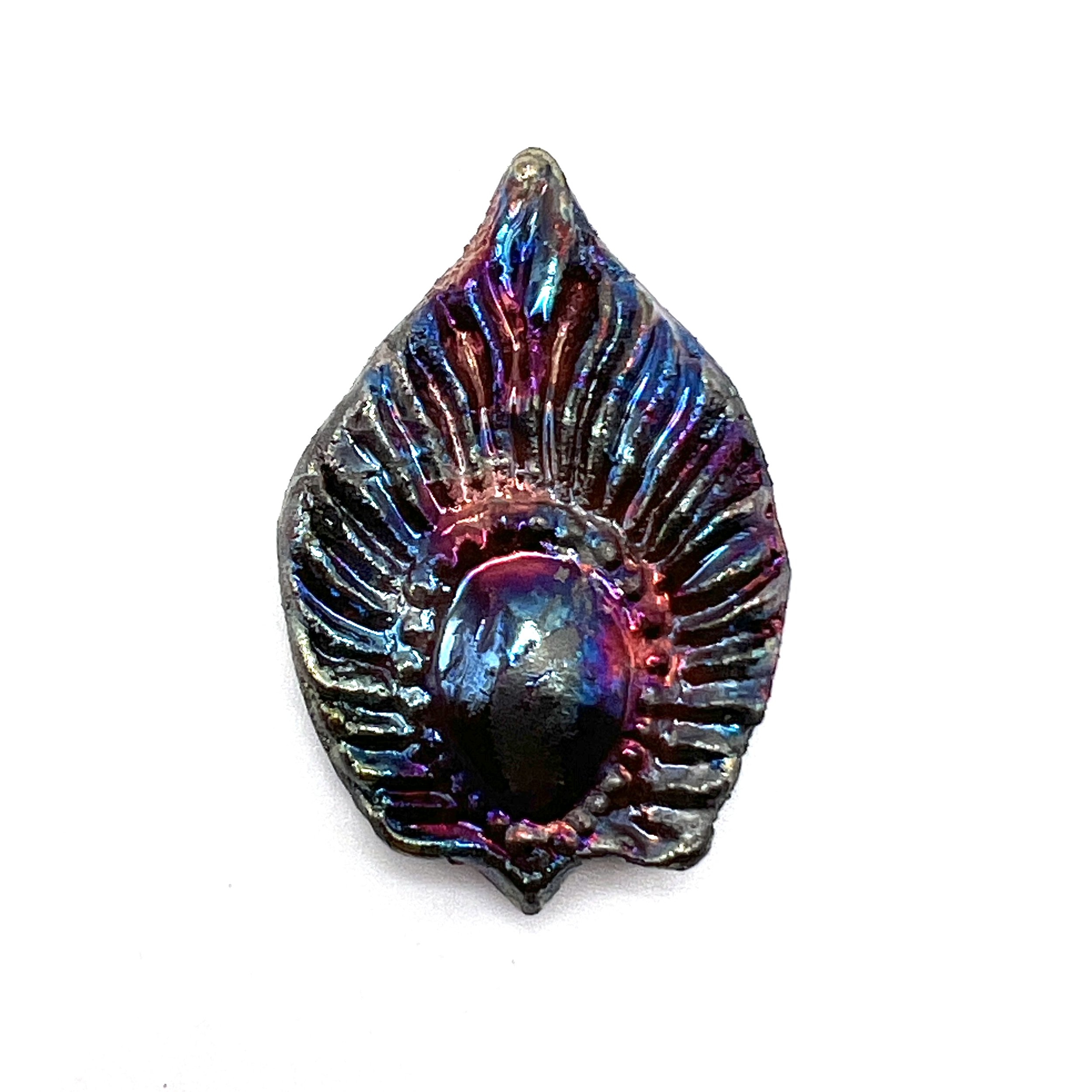 Peacock Feather or Leaf Raku Cabochon Jewelry Supply Handmade by MAKUstudio MAKU raku