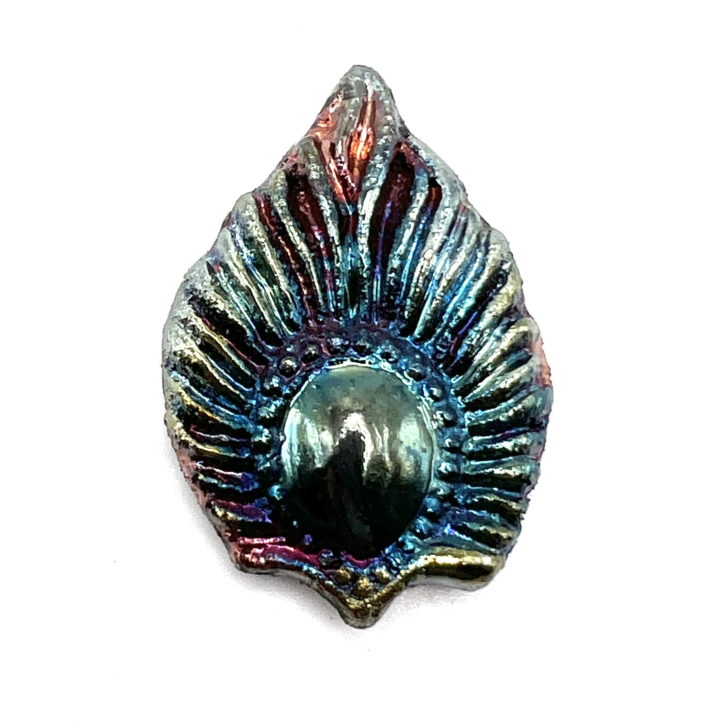 Peacock Feather or Leaf Raku Cabochon Jewelry Supply Handmade by MAKUstudio MAKU raku