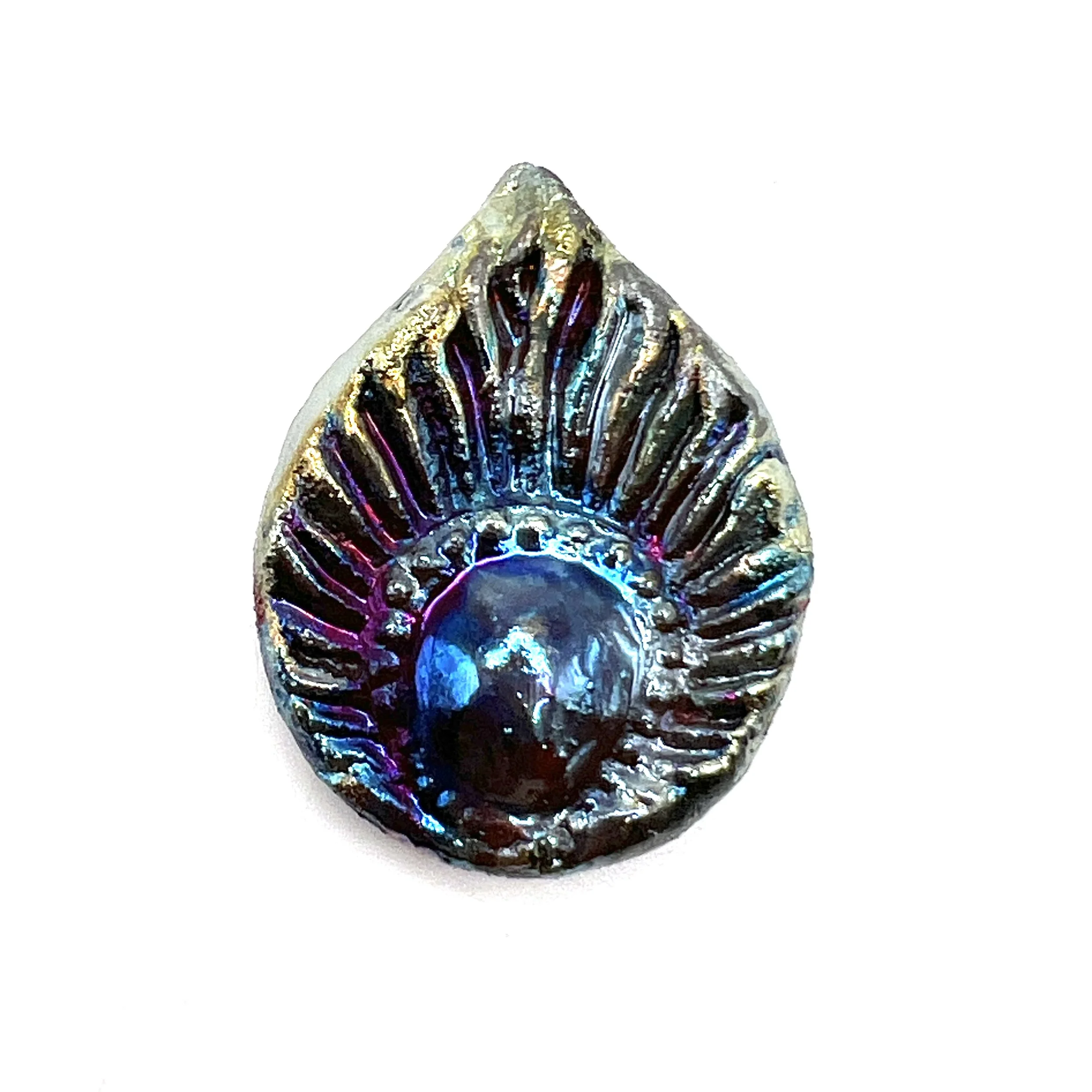 Peacock Feather or Leaf Raku Cabochon Jewelry Supply Handmade by MAKUstudio MAKU raku