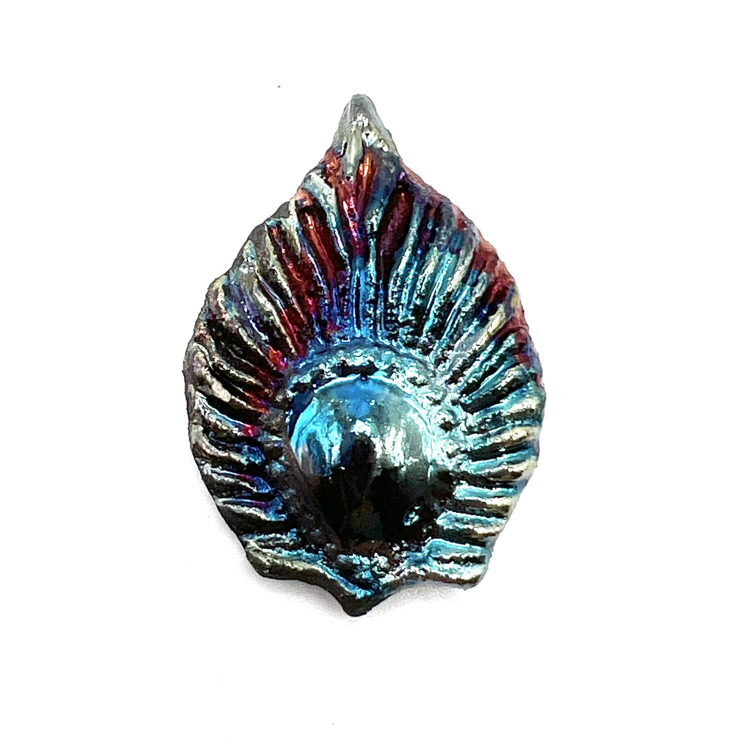 Peacock Feather or Leaf Raku Cabochon Jewelry Supply Handmade by MAKUstudio MAKU raku