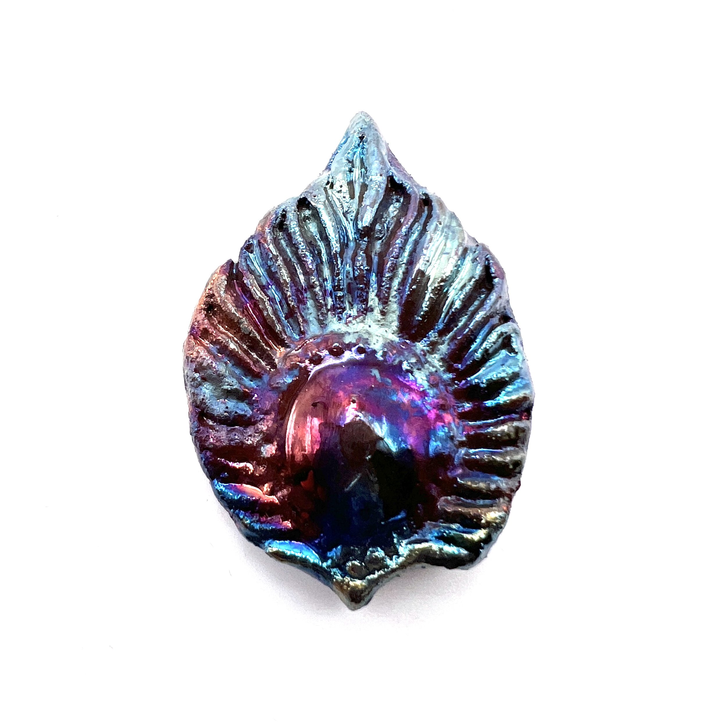 Peacock Feather or Leaf Raku Cabochon Jewelry Supply Handmade by MAKUstudio MAKU raku