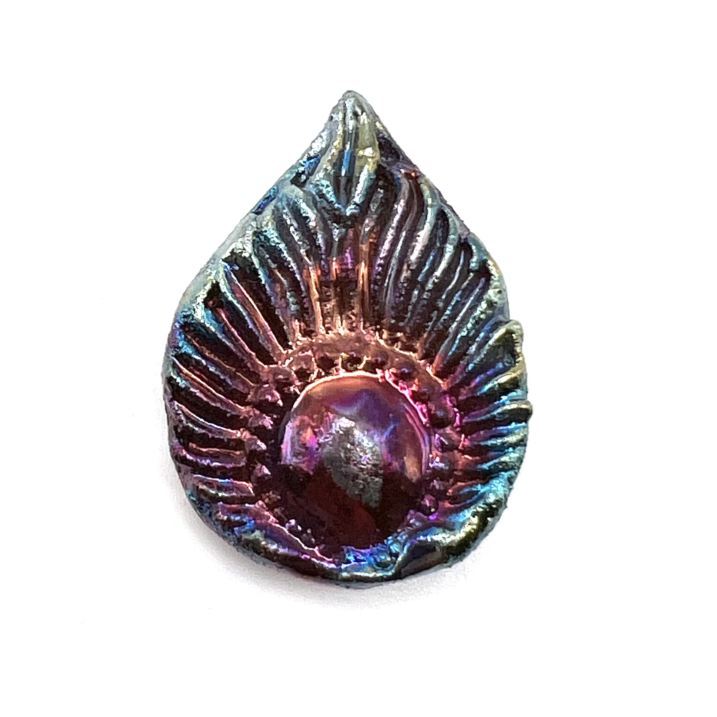 Peacock Feather or Leaf Raku Cabochon Jewelry Supply Handmade by MAKUstudio MAKU raku