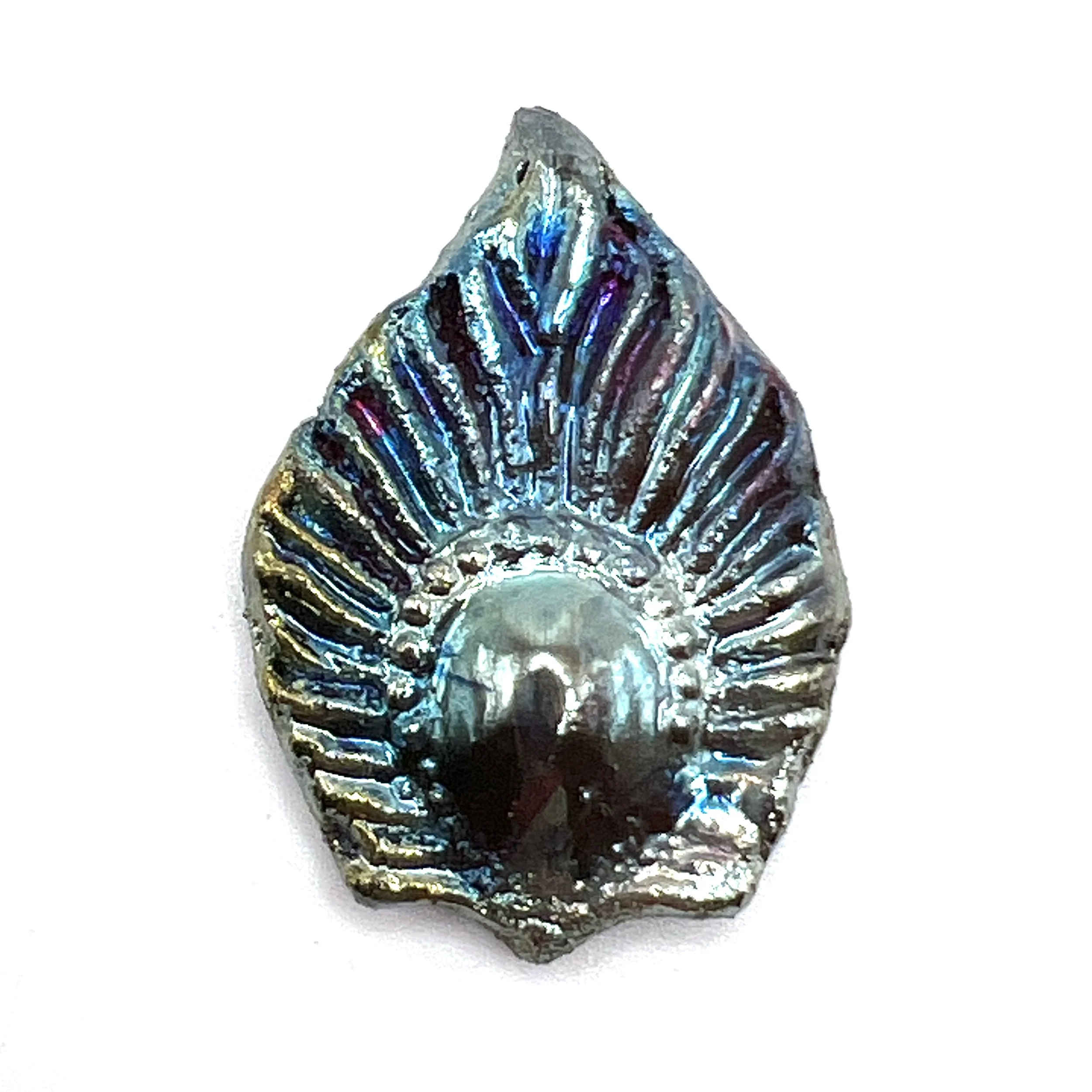 Peacock Feather or Leaf Raku Cabochon Jewelry Supply Handmade by MAKUstudio MAKU raku