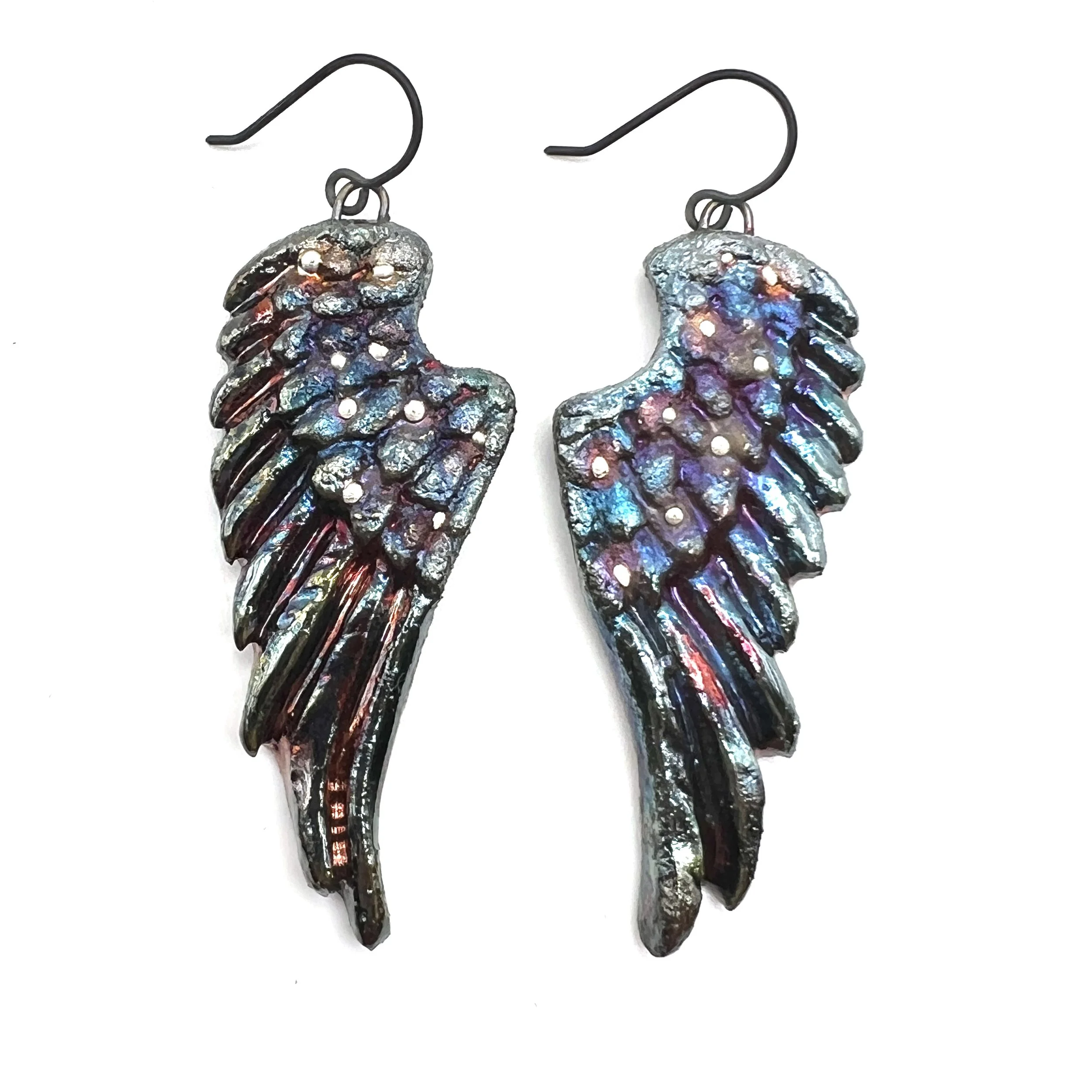 Raku Angel Wing Earrings Jewelry Supply Handmade by MAKUstudio MAKU raku