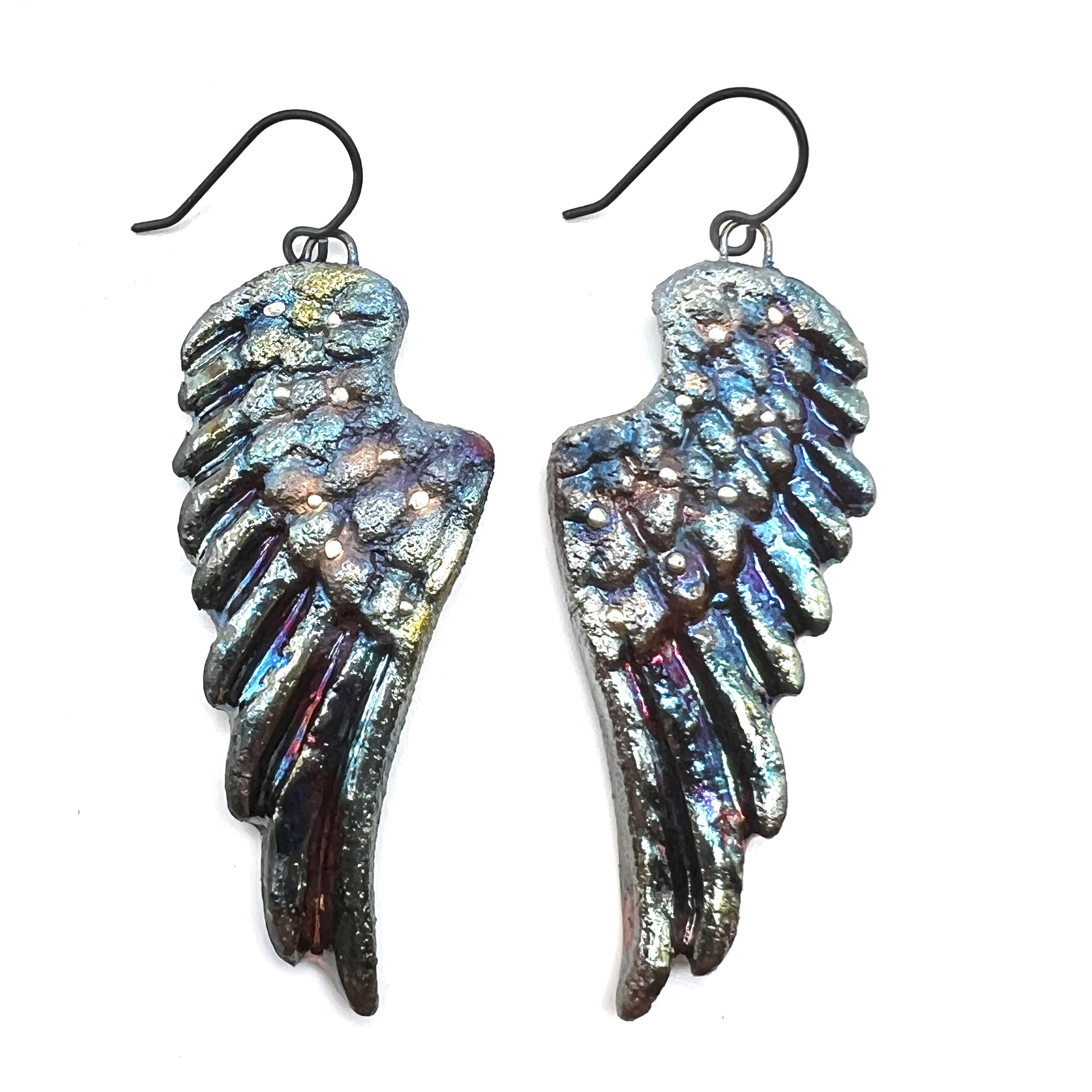 Raku Angel Wing Earrings Jewelry Supply Handmade by MAKUstudio MAKU raku