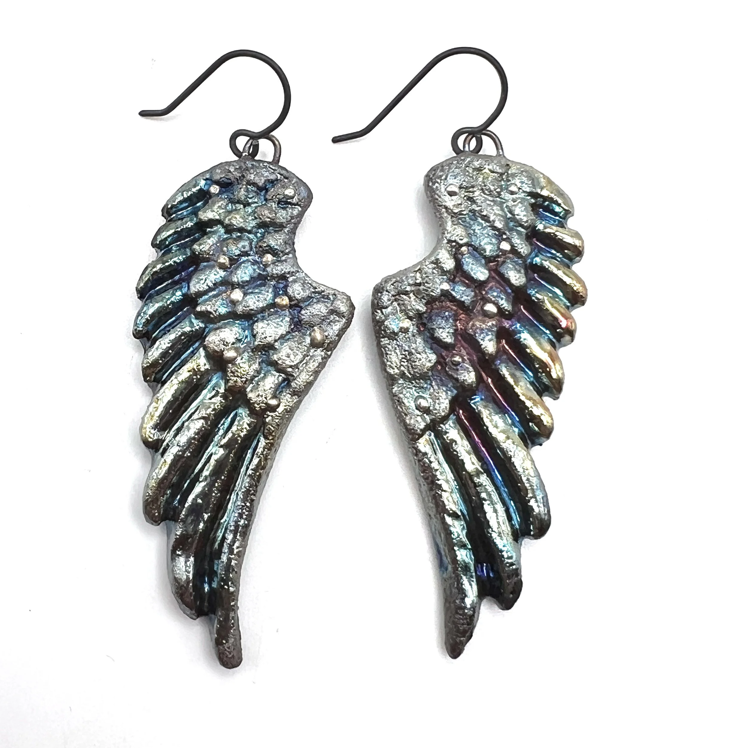 Raku Angel Wing Earrings Jewelry Supply Handmade by MAKUstudio MAKU raku