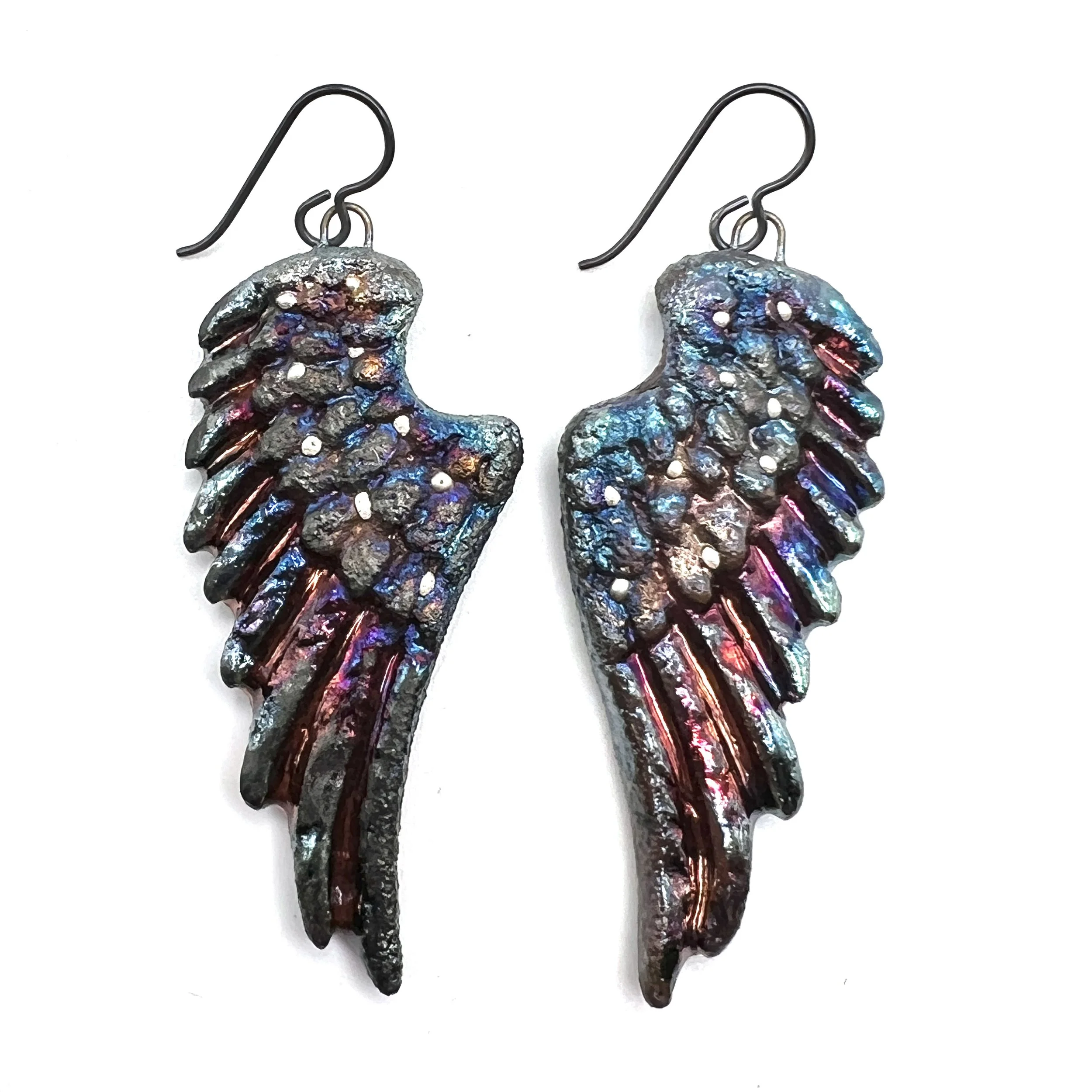 Raku Angel Wing Earrings Jewelry Supply Handmade by MAKUstudio MAKU raku